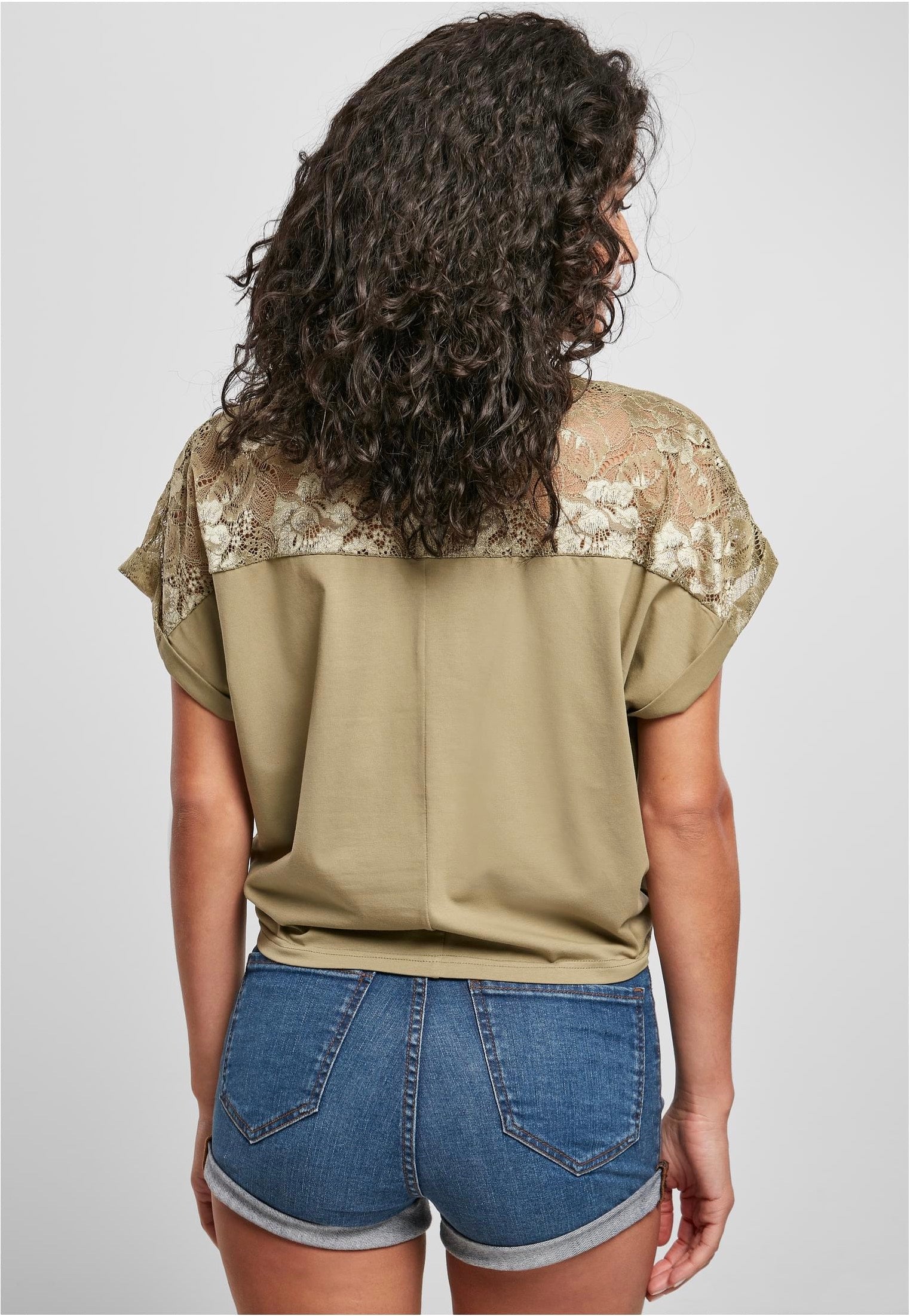 Urban Classics - Ladies Short Oversized Lace Khaki - T-Shirt | Women-Image