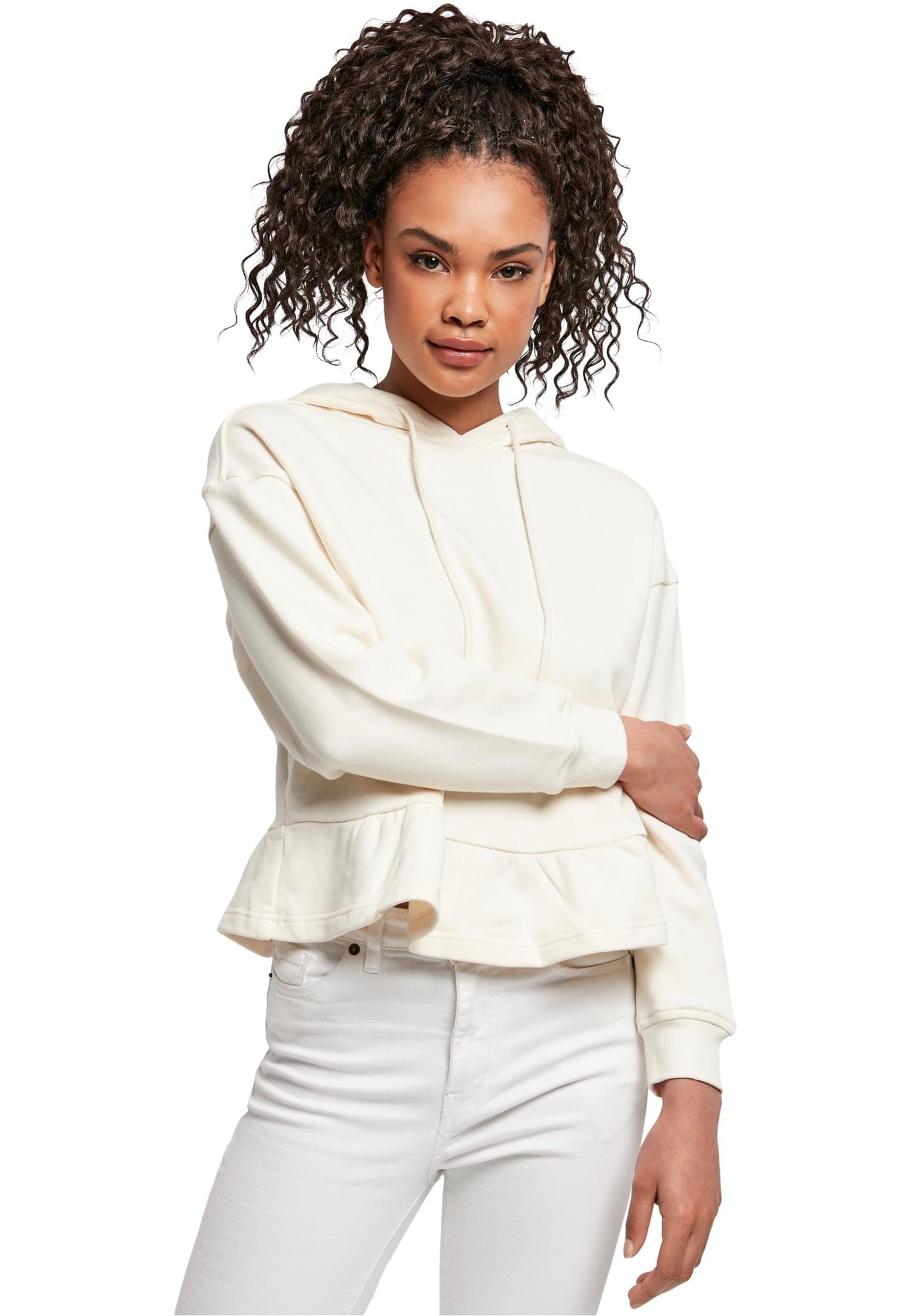 Urban Classics - Ladies Organic Volants Whitesand - Hoodie | Women-Image