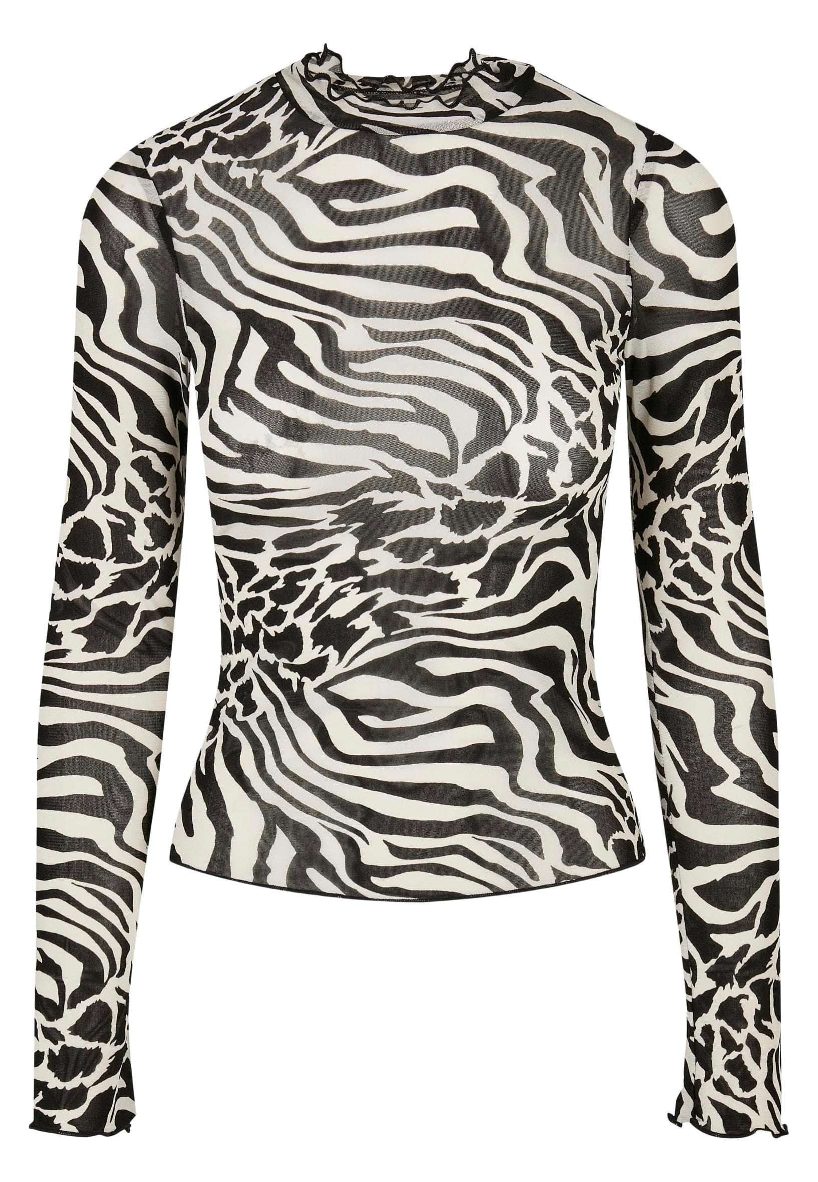 Urban Classics - AOP Mesh Turtleneck Black/White - Longsleeve | Women-Image