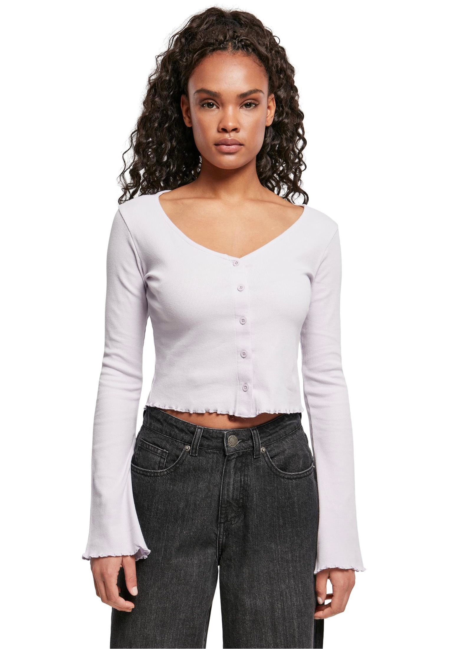 Urban Classics - Ladies Cropped Rib Soft Lilac - Cardigan | Women-Image