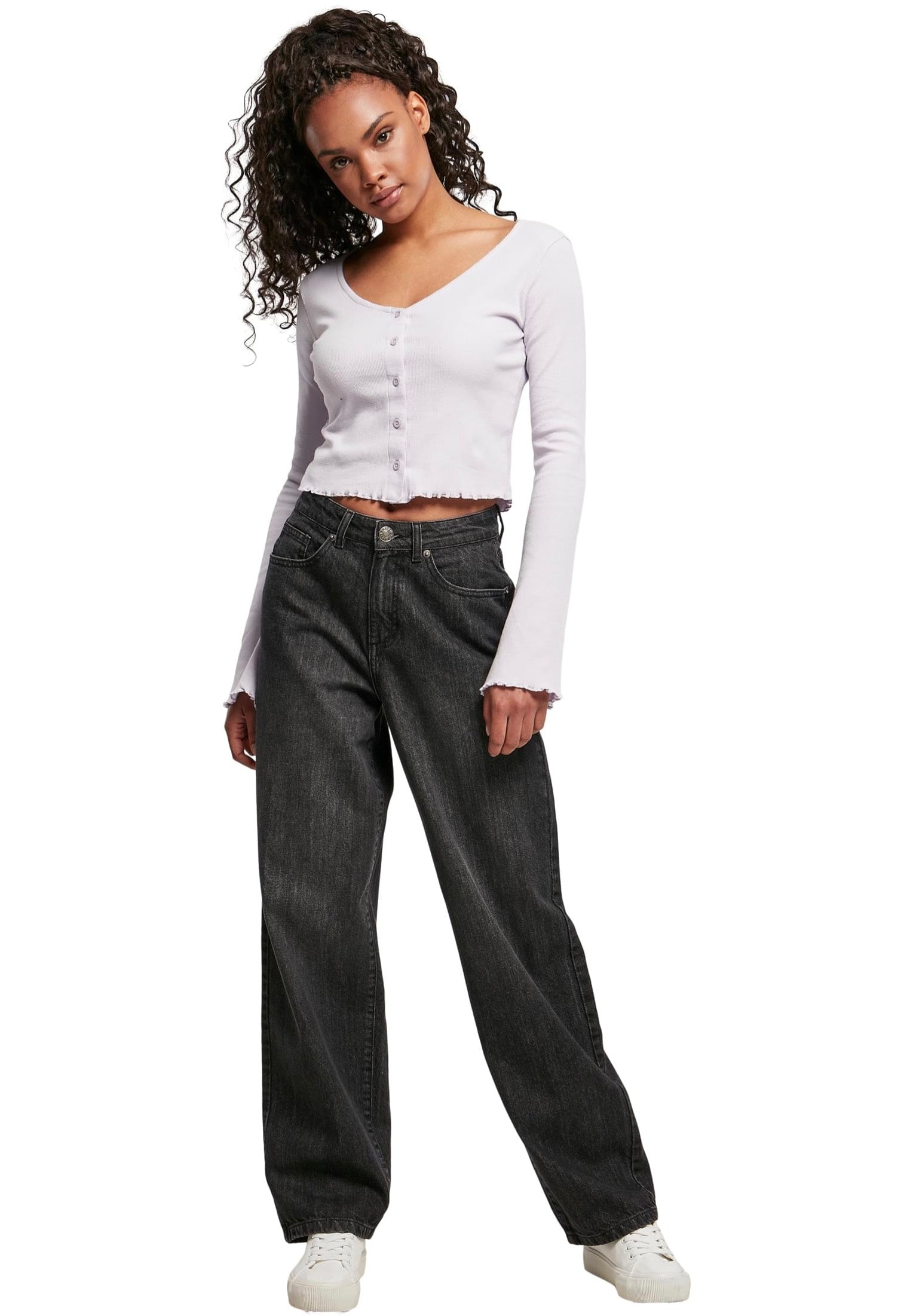 Urban Classics - Ladies Cropped Rib Soft Lilac - Cardigan | Women-Image