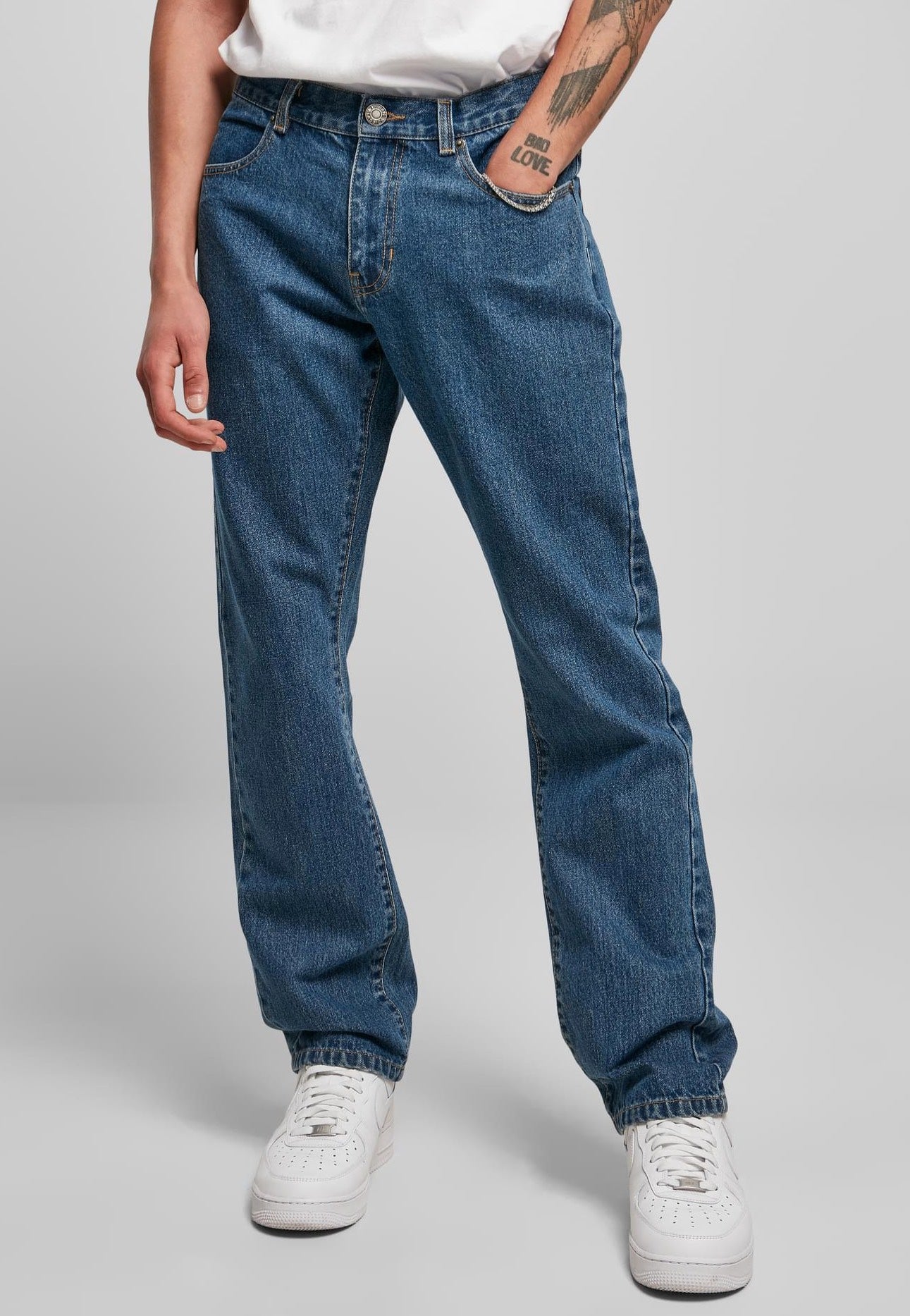 Urban Classics - Organic Straight Leg Denim Mid Indigo Washed - Jeans | Men-Image