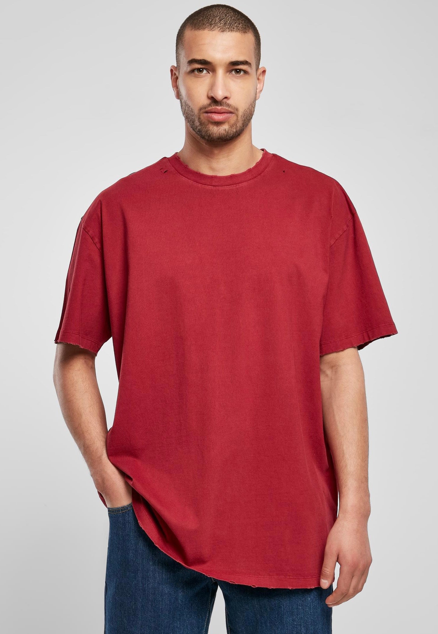 Urban Classics - Oversized Distressed Brickred - T-Shirt | Men-Image