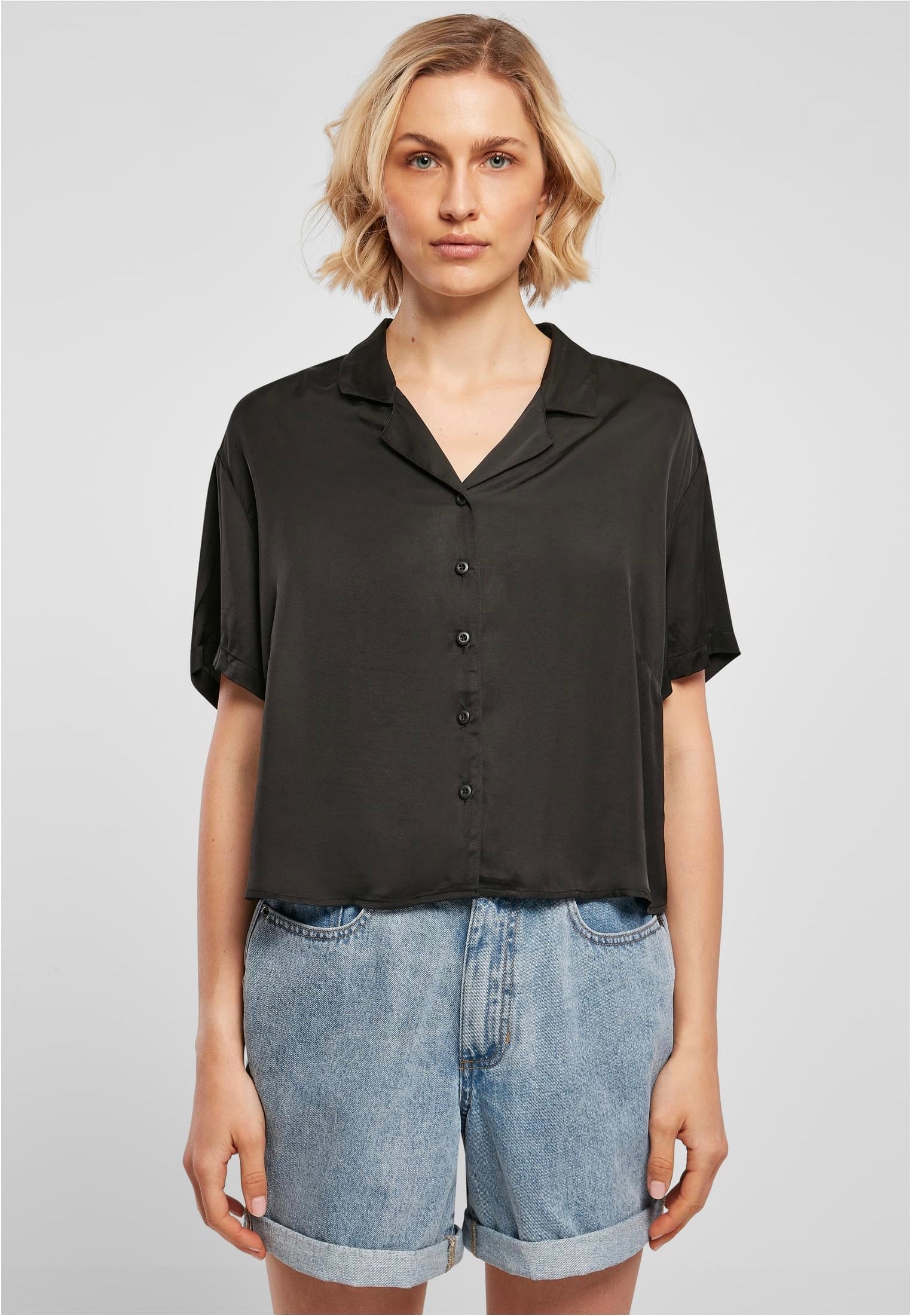 Urban Classics - Ladies Viscose Satin Resort Black - Shirt | Women-Image