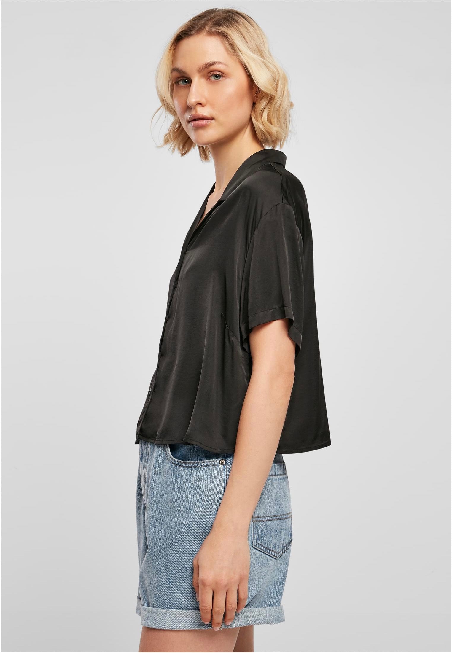 Urban Classics - Ladies Viscose Satin Resort Black - Shirt | Women-Image