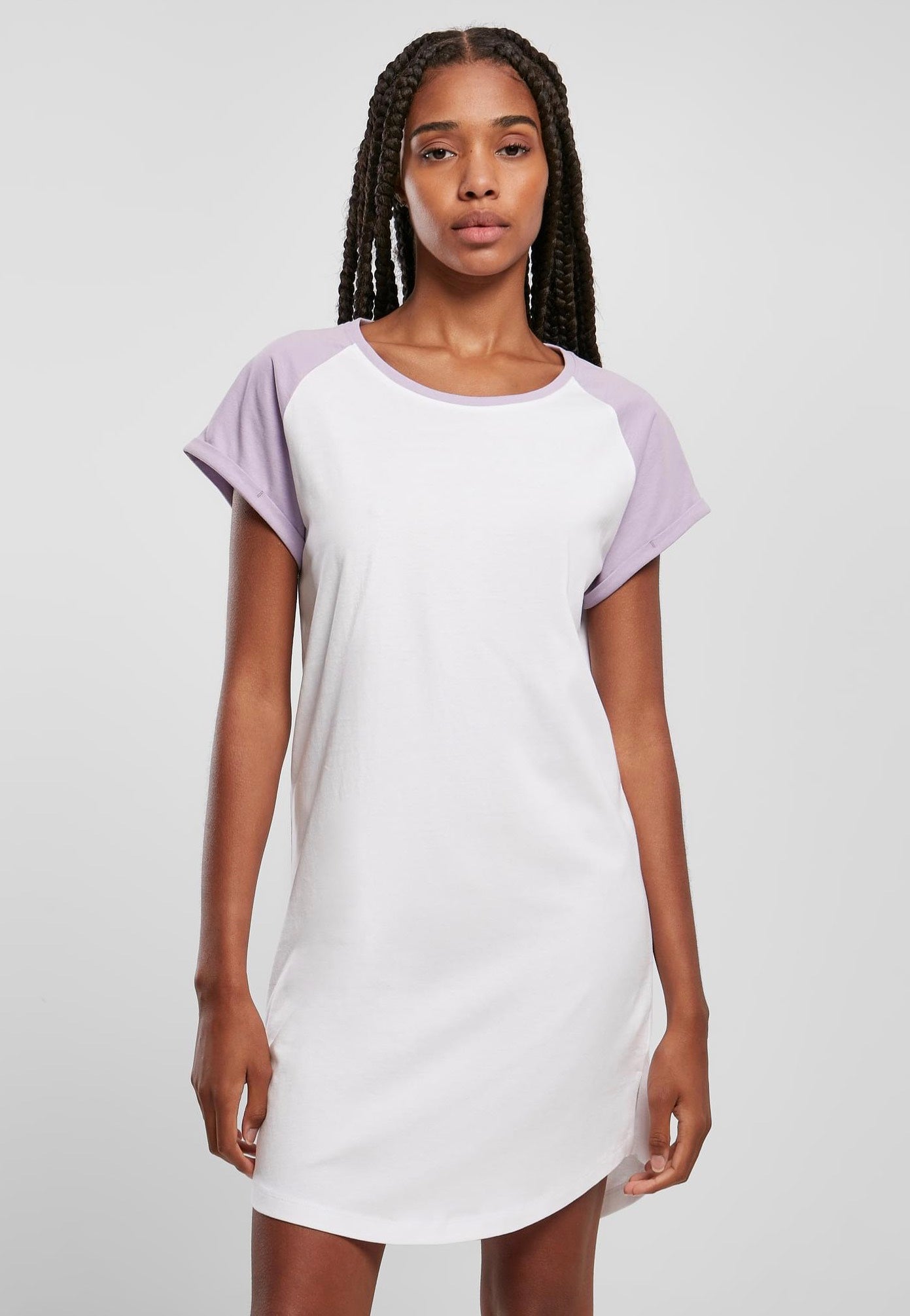 Urban Classics - Ladies Contrast Raglan Tee White/Lilac - Dress | Women-Image