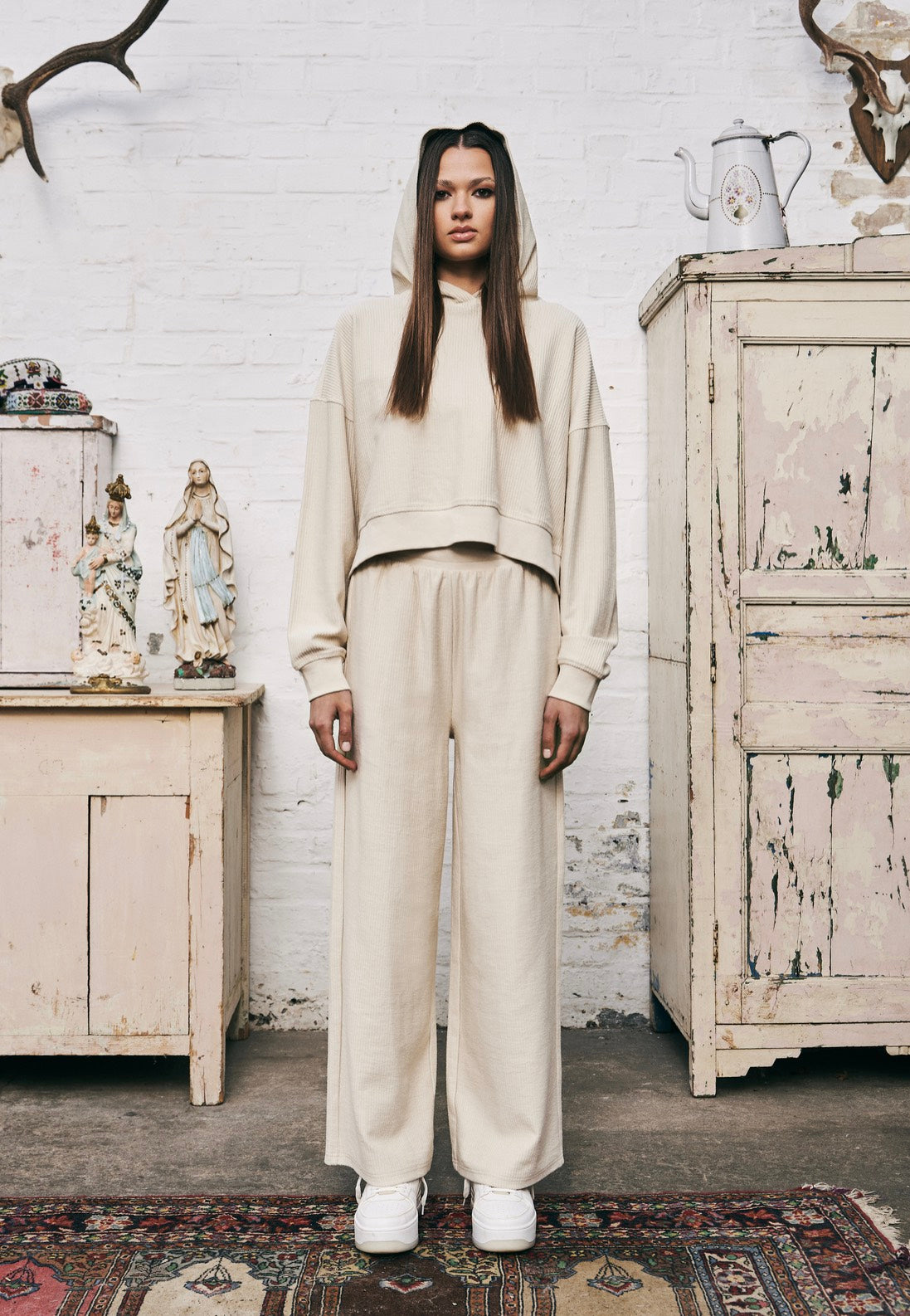 Urban Classics - Ladies Straight Rib Terry Softseagrass - Pants | Women-Image