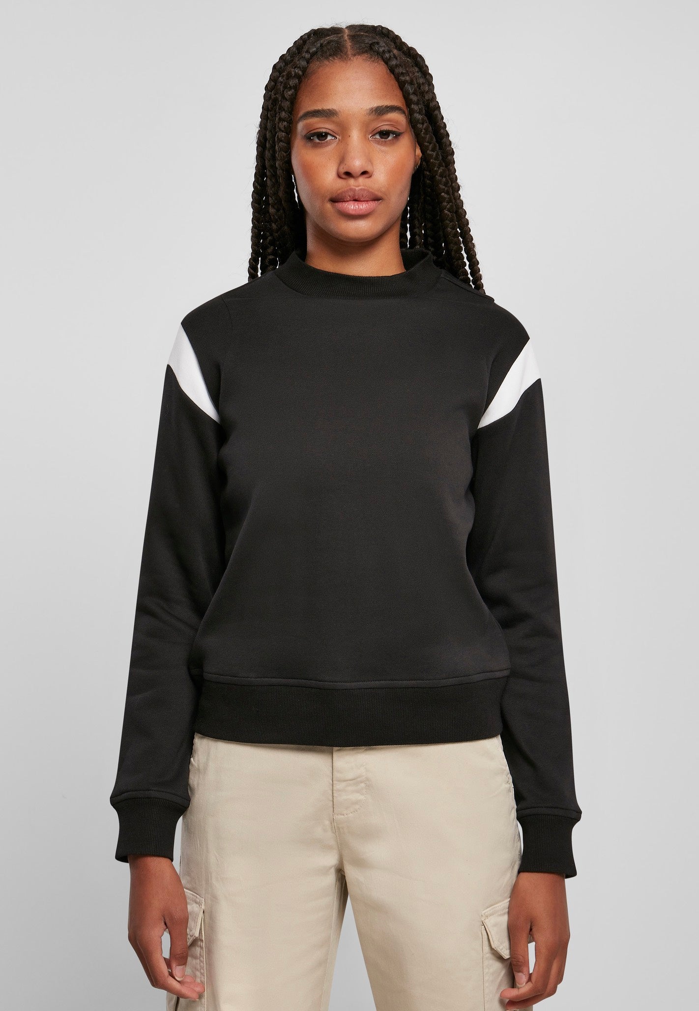 Urban Classics - Ladies Inset College Black/White - Sweater | Women-Image