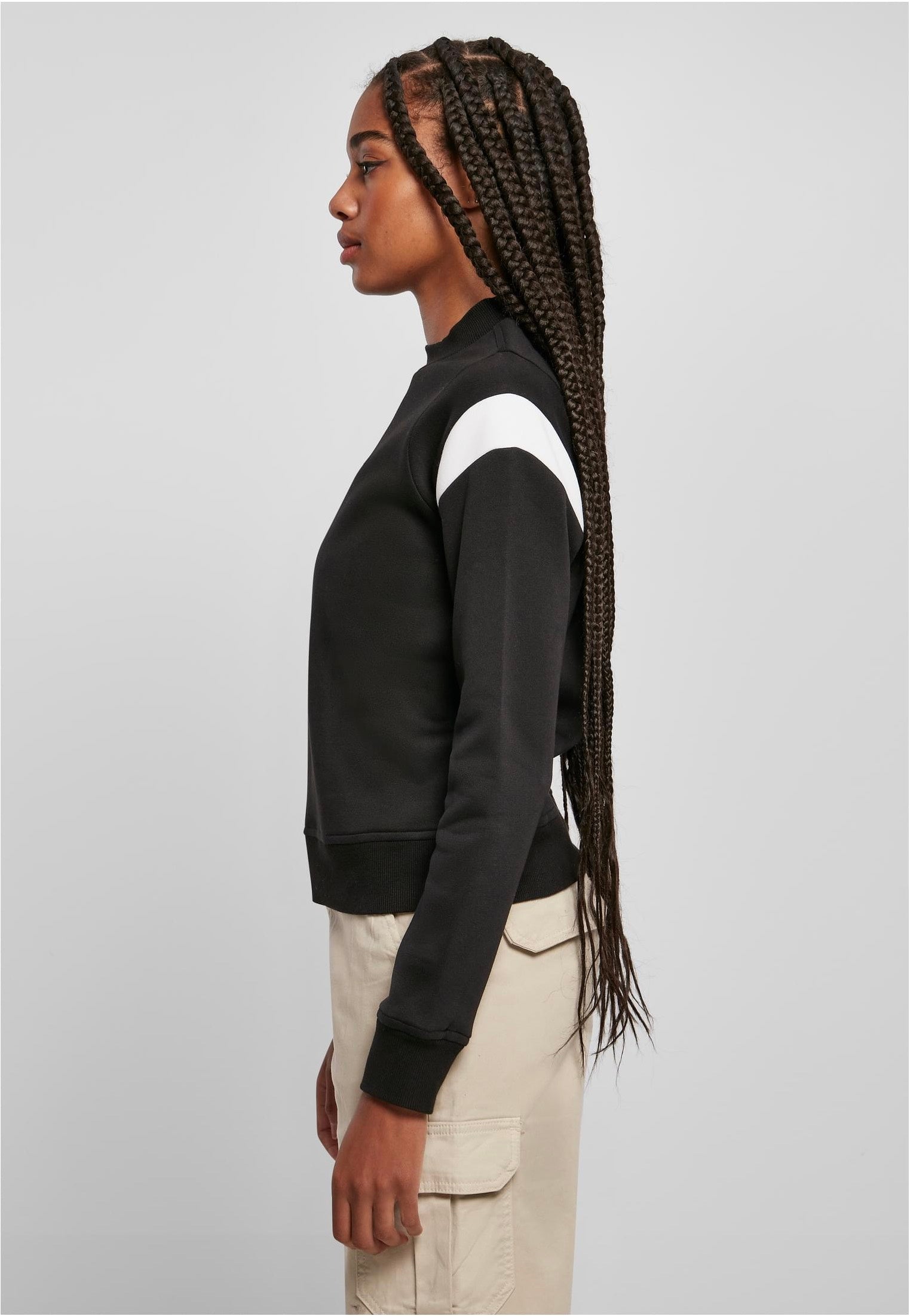 Urban Classics - Ladies Inset College Black/White - Sweater | Women-Image