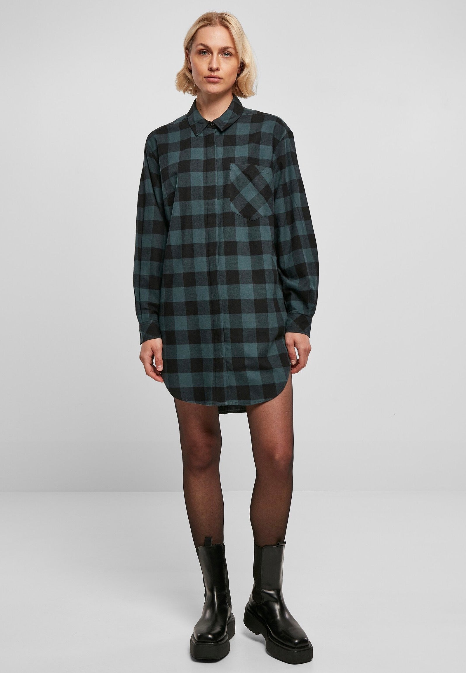 Urban Classics - Ladies Oversized Check Flannel Jasper/Black - Dress