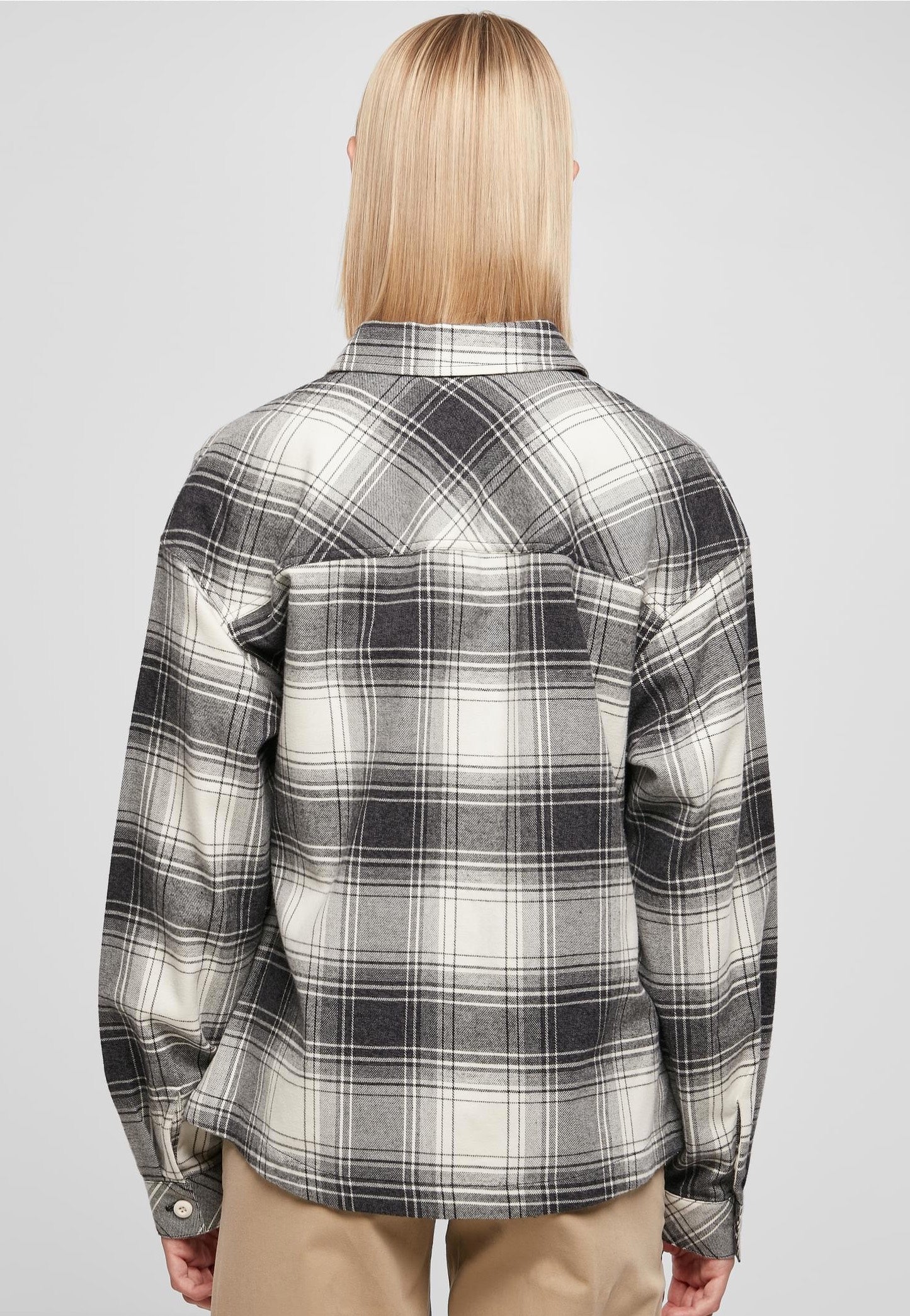 Urban Classics - Ladies Oversized Check Whitesand/Black - Shirt | Women-Image