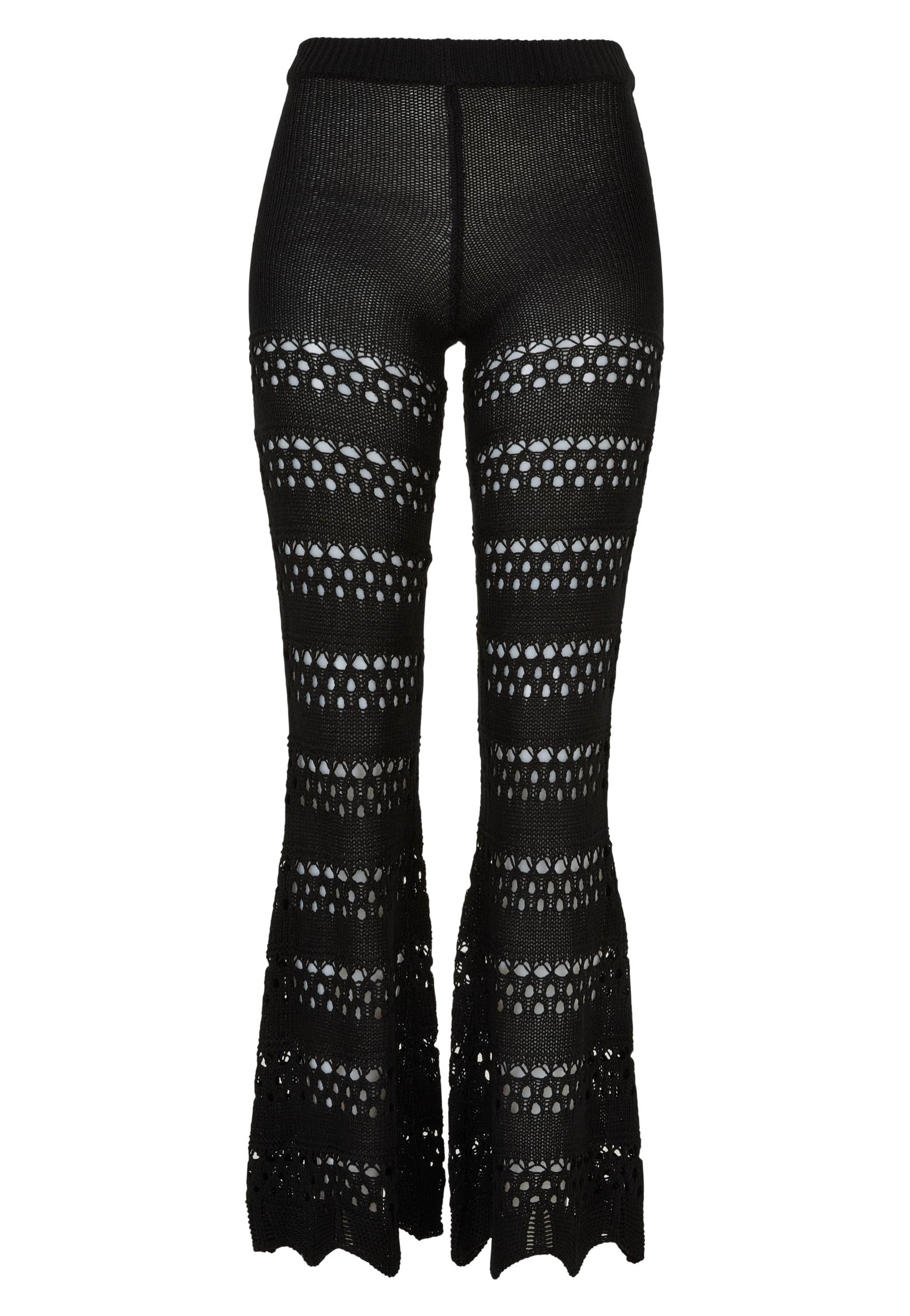 Urban Classics - Ladies Flared Crochet Knit Black - Pants | Impericon