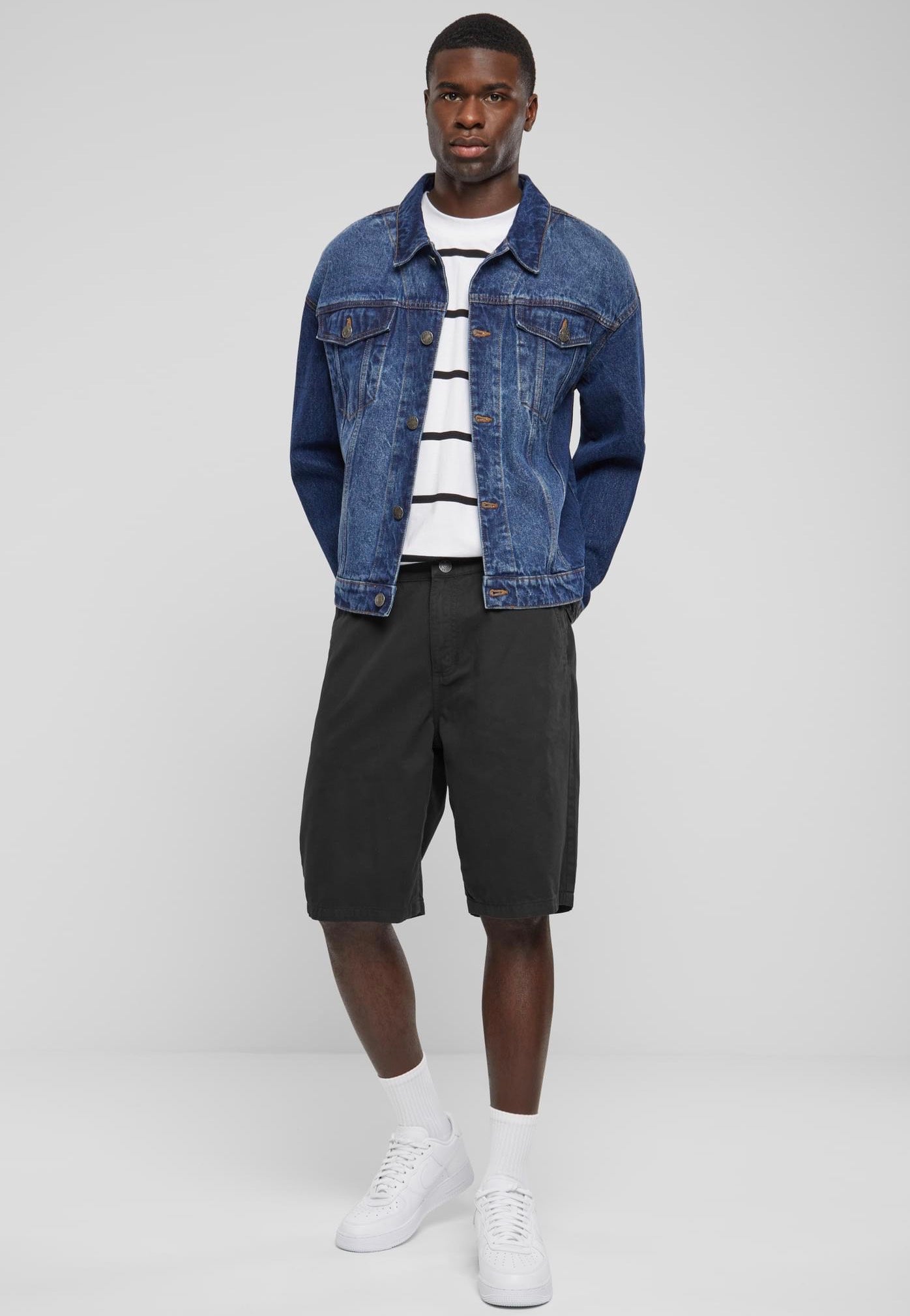 Urban Classics - Heavy Ounce Boxy Denim New Mid Blue Washed - Jeans Jacket | Men-Image
