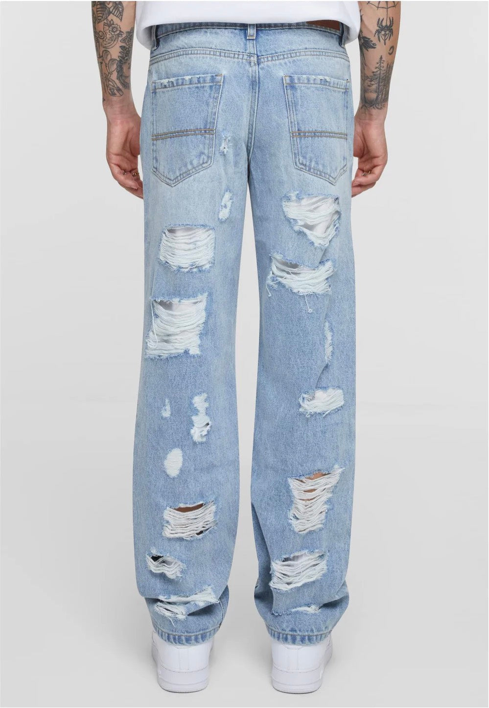 Urban Classics - Heavy Ounce Straight Fit New Light Blue Heavy Destroyed Washed - Jeans | Men-Image