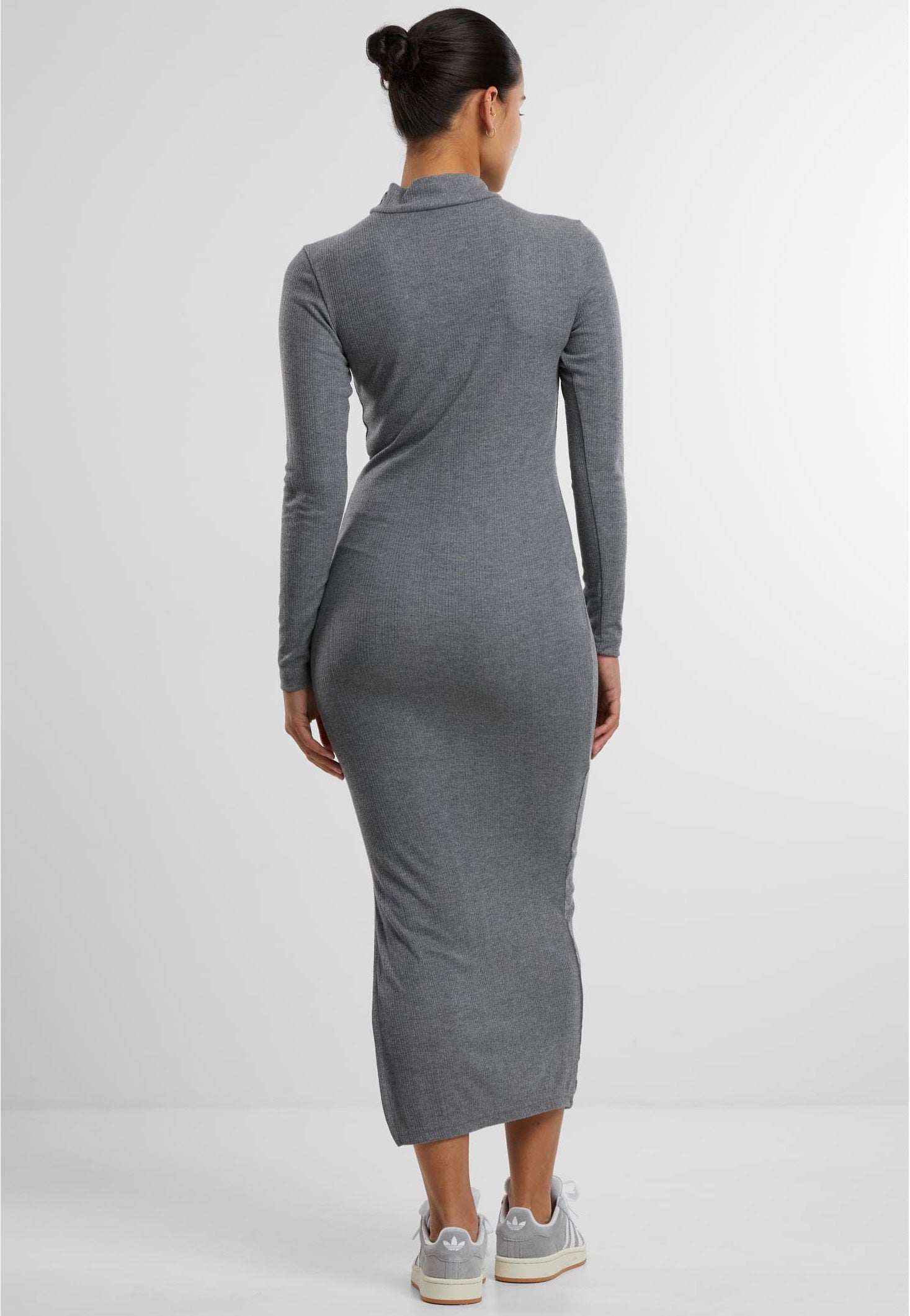 Urban Classics - Ladies Rib Longsleeve Mockneck Darkgreymelange - Dress | Women-Image