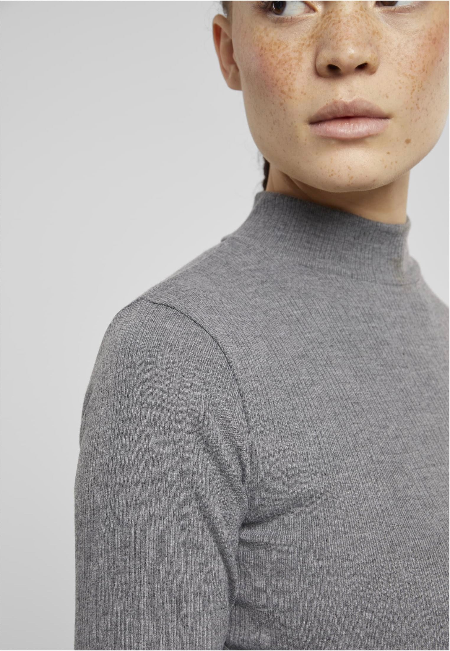 Urban Classics - Ladies Rib Longsleeve Mockneck Darkgreymelange - Dress | Women-Image