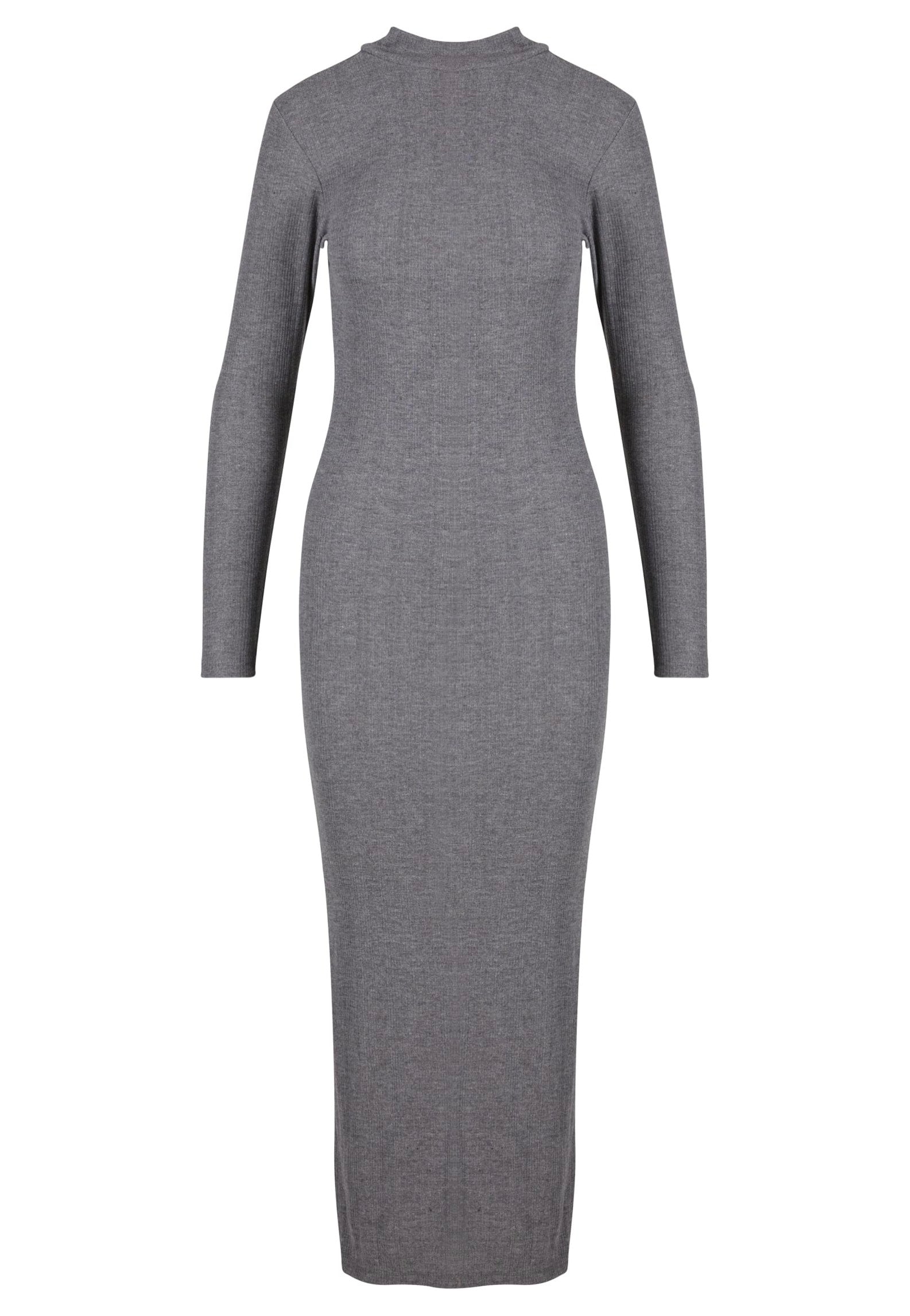 Urban Classics - Ladies Rib Longsleeve Mockneck Darkgreymelange - Dress | Women-Image