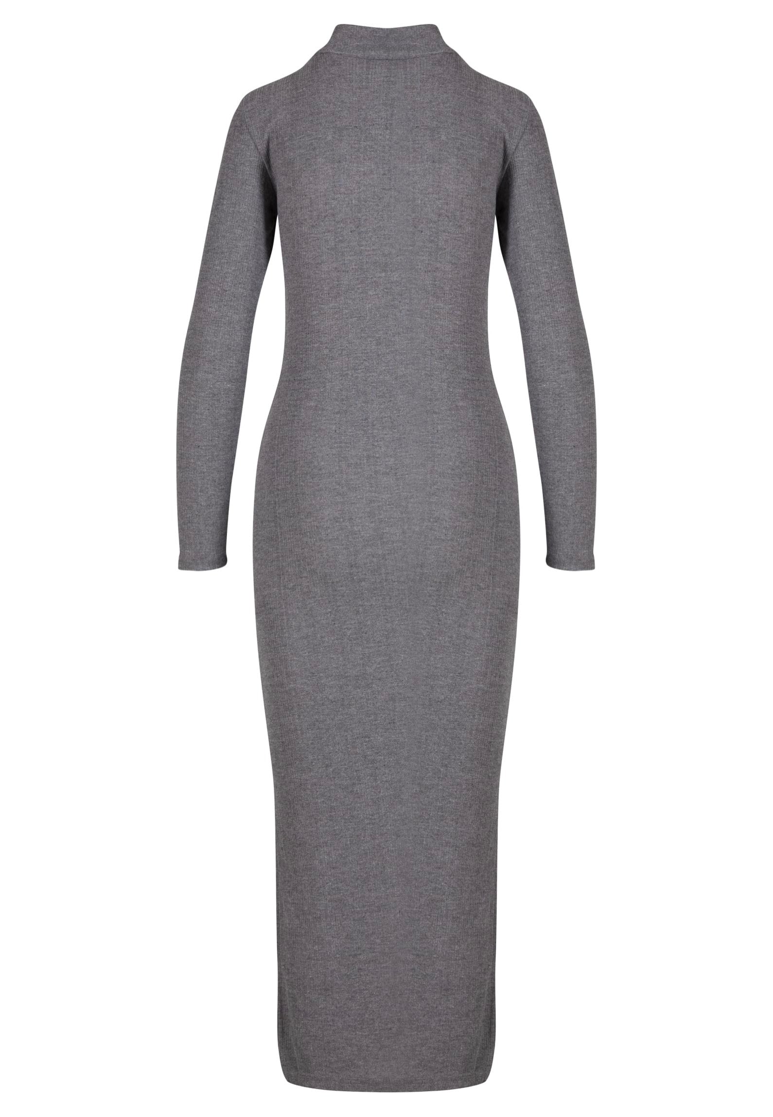 Urban Classics - Ladies Rib Longsleeve Mockneck Darkgreymelange - Dress | Women-Image