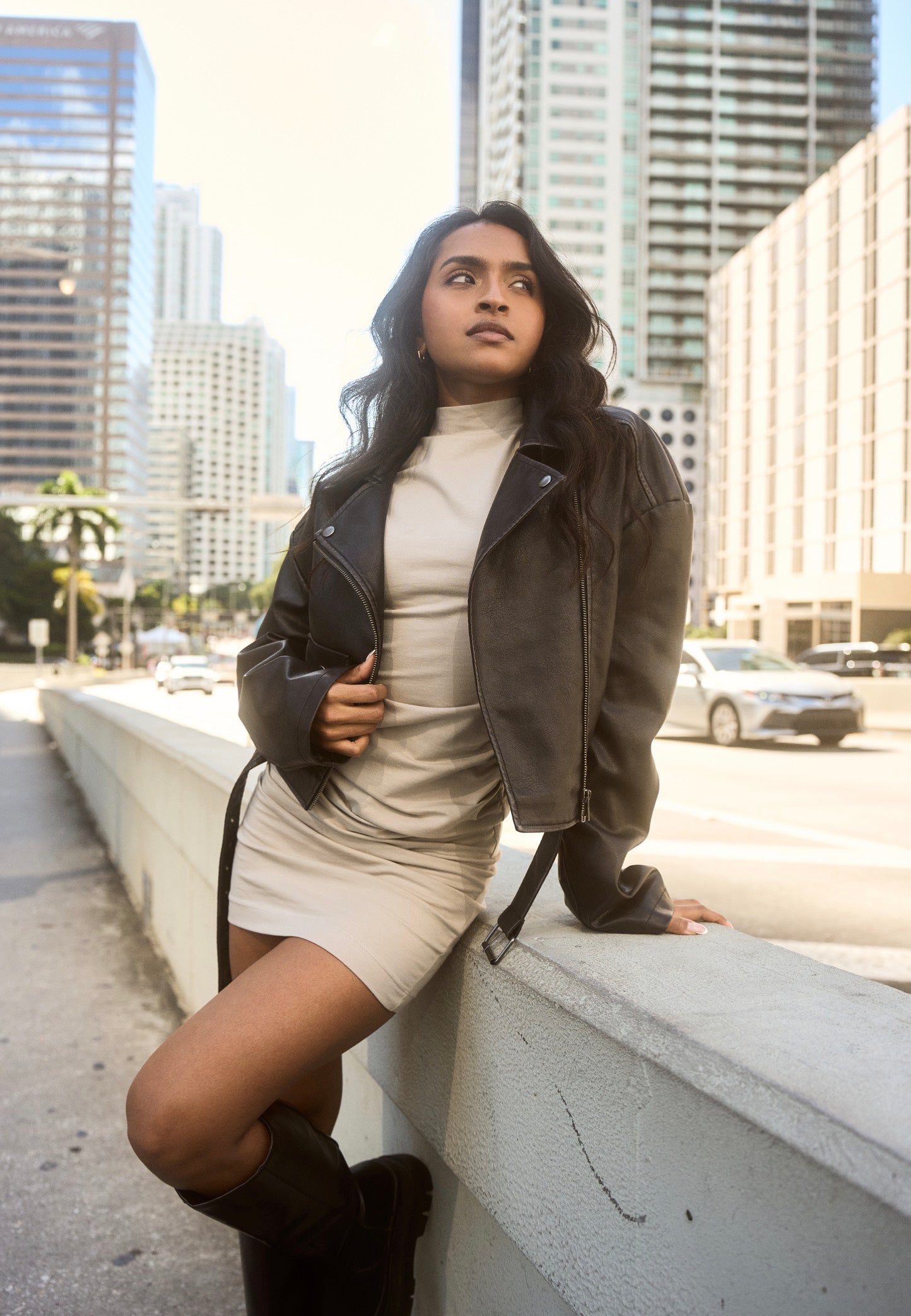 Urban Classics - Ladies Vintage Leather Black - Leather Jacket | Women-Image