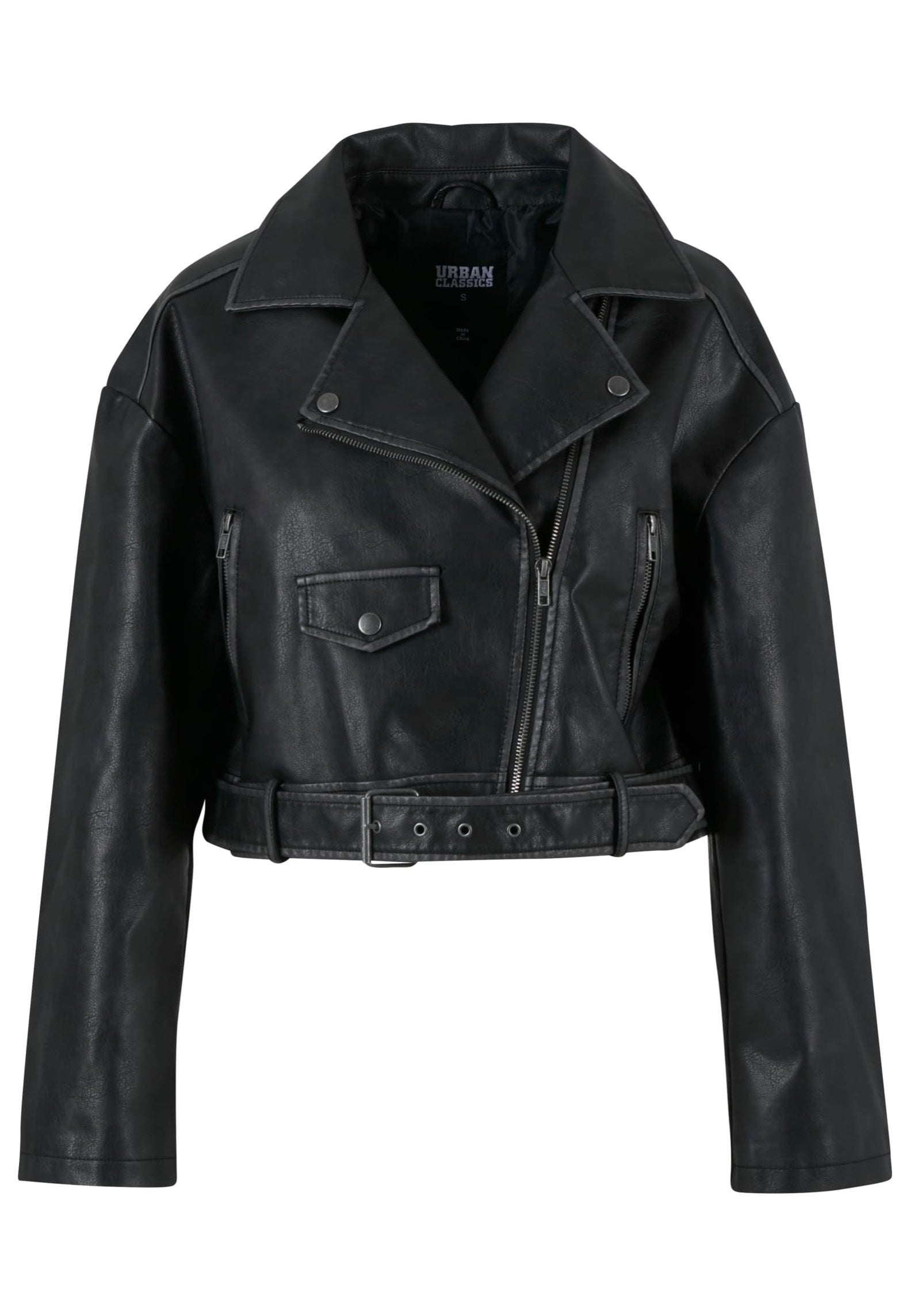 Urban Classics - Ladies Vintage Leather Black - Leather Jacket | Women-Image