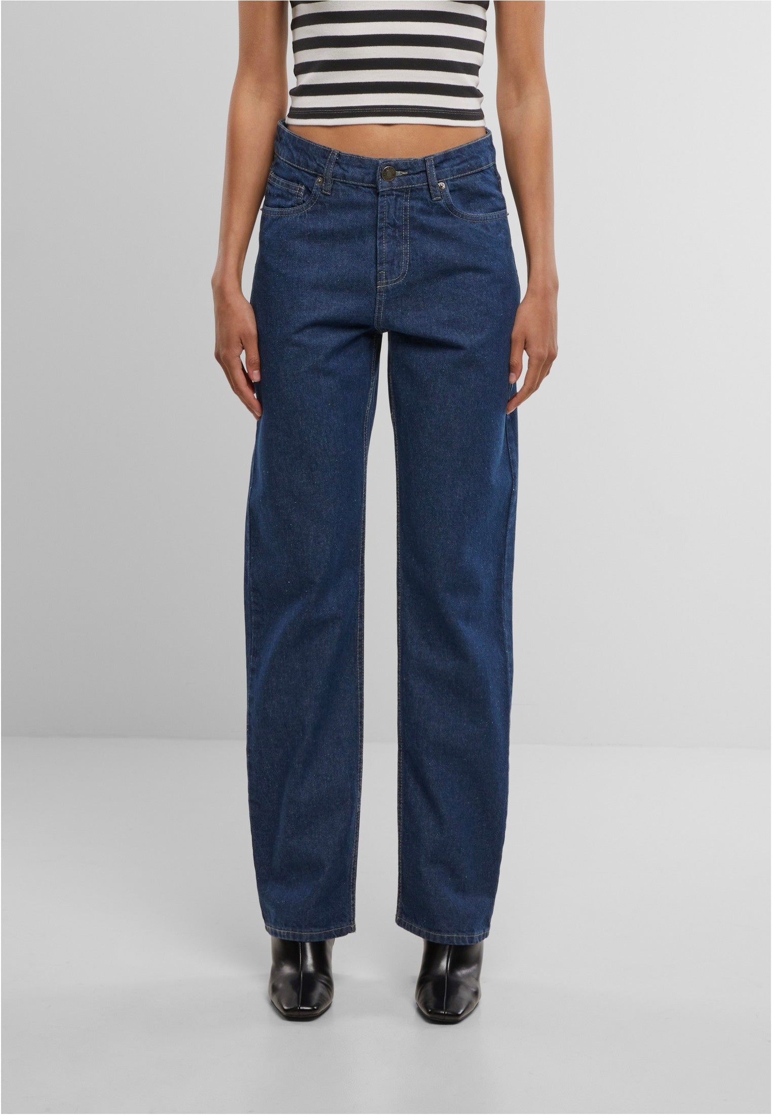 Urban Classics - Ladies Straight Fit Denim Mid Deep Blue Washed - Jeans | Women-Image