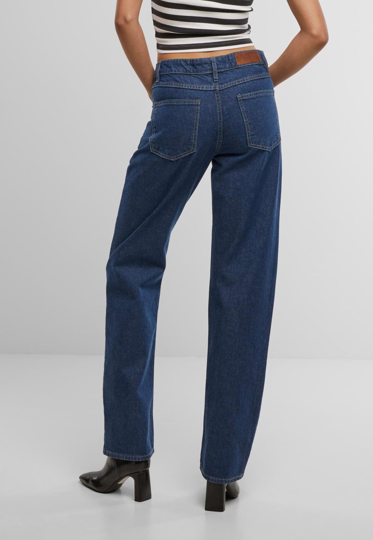 Urban Classics - Ladies Straight Fit Denim Mid Deep Blue Washed - Jeans | Women-Image