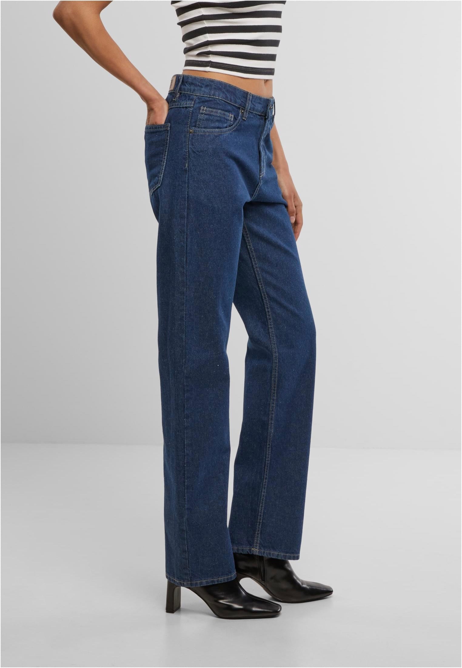 Urban Classics - Ladies Straight Fit Denim Mid Deep Blue Washed - Jeans | Women-Image