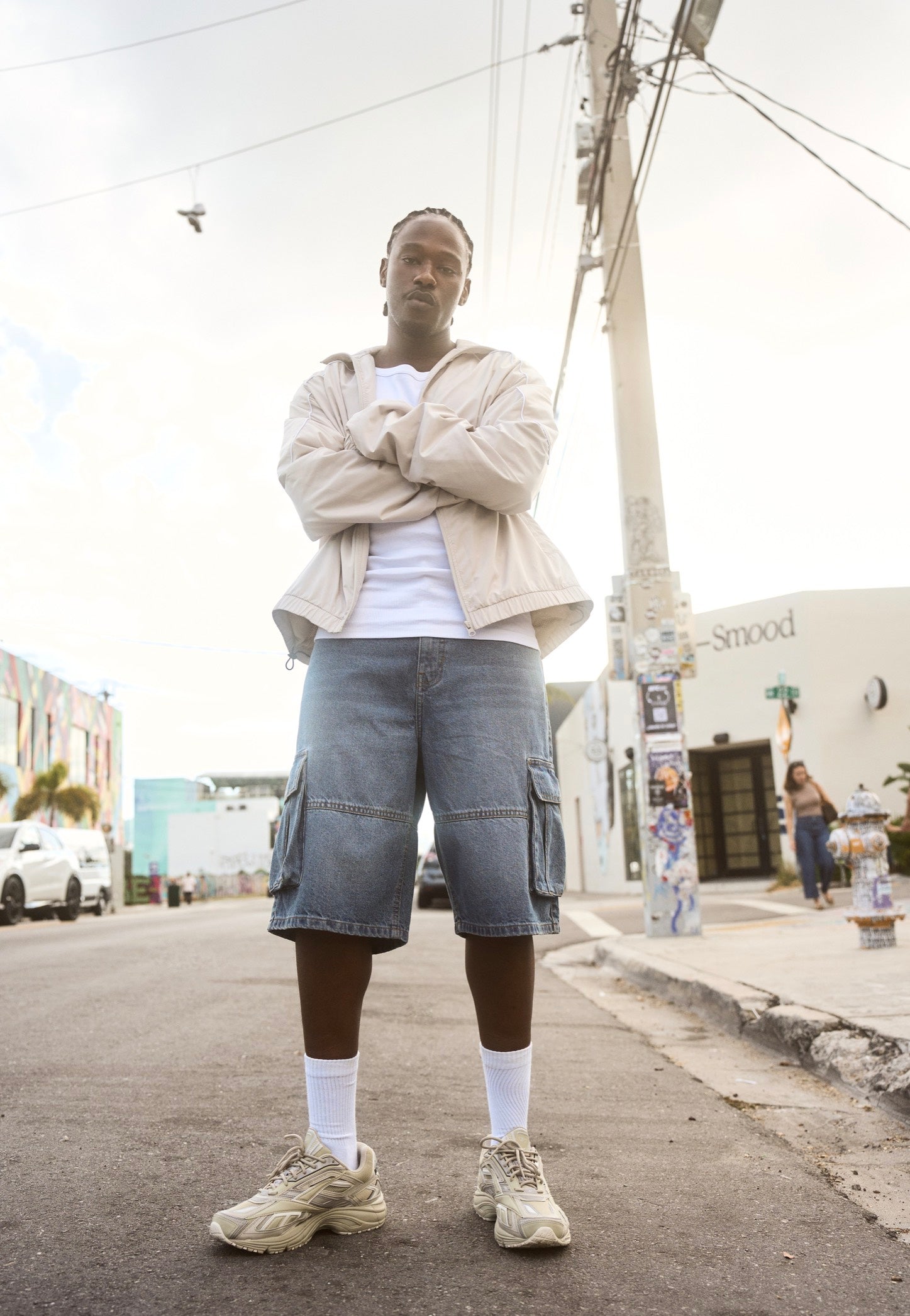 Urban Classics - Relaxed Denim Cargo New Light Blue Dirty Washed - Shorts | Men-Image