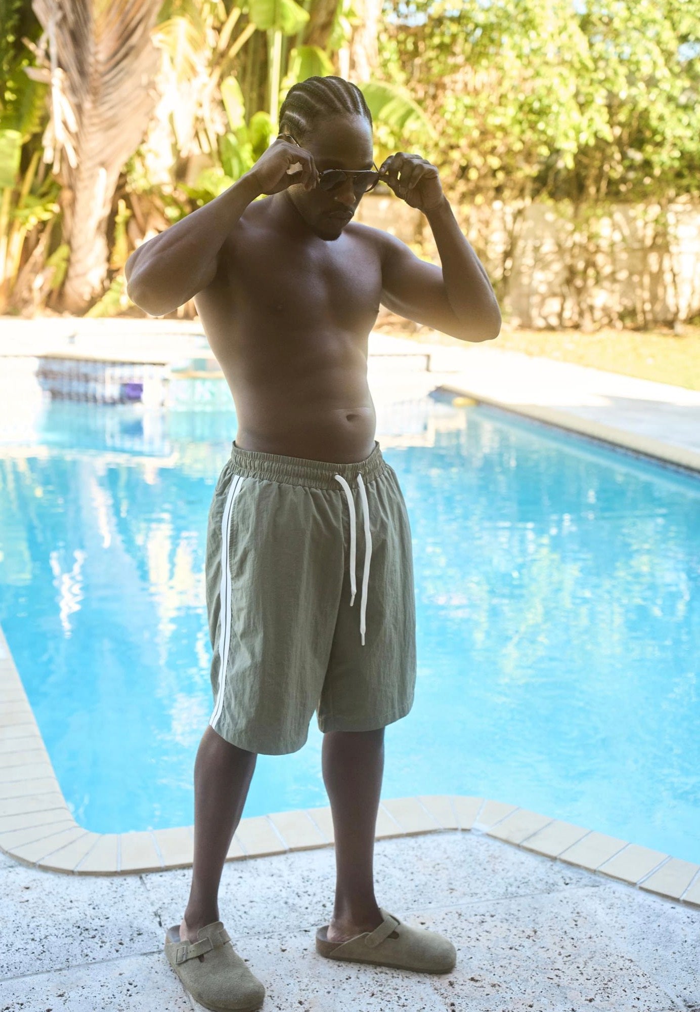 Urban Classics - Patched Stripe Paleolive - Board Shorts | Men-Image