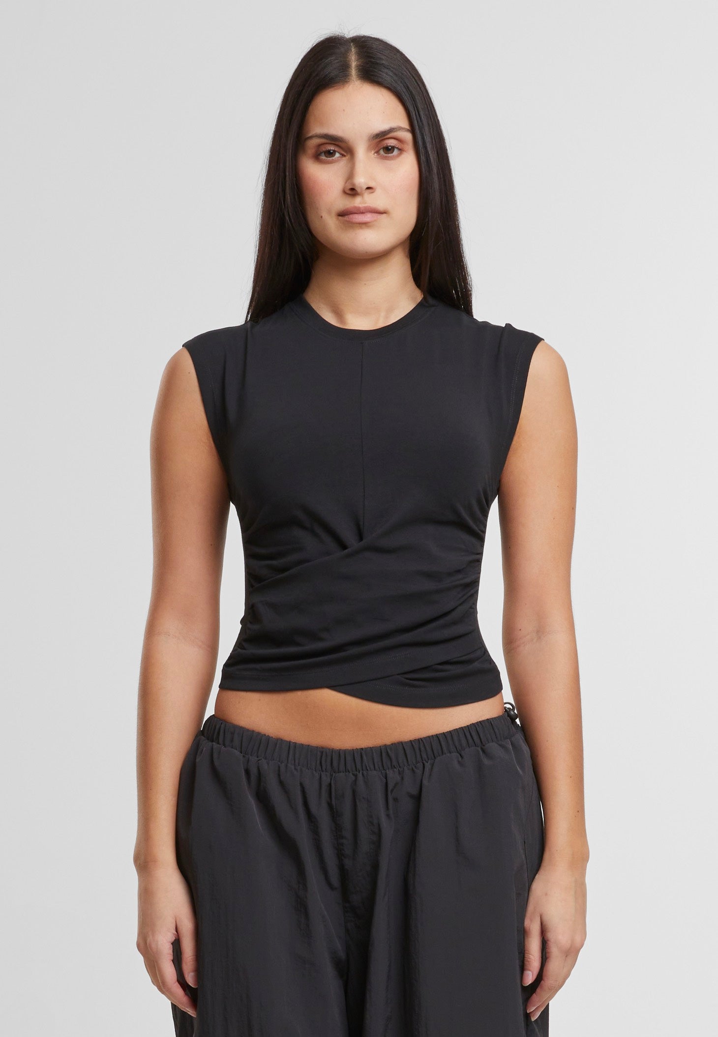 Urban Classics - Ladies Cropped Wrapped Black - Top | Women-Image