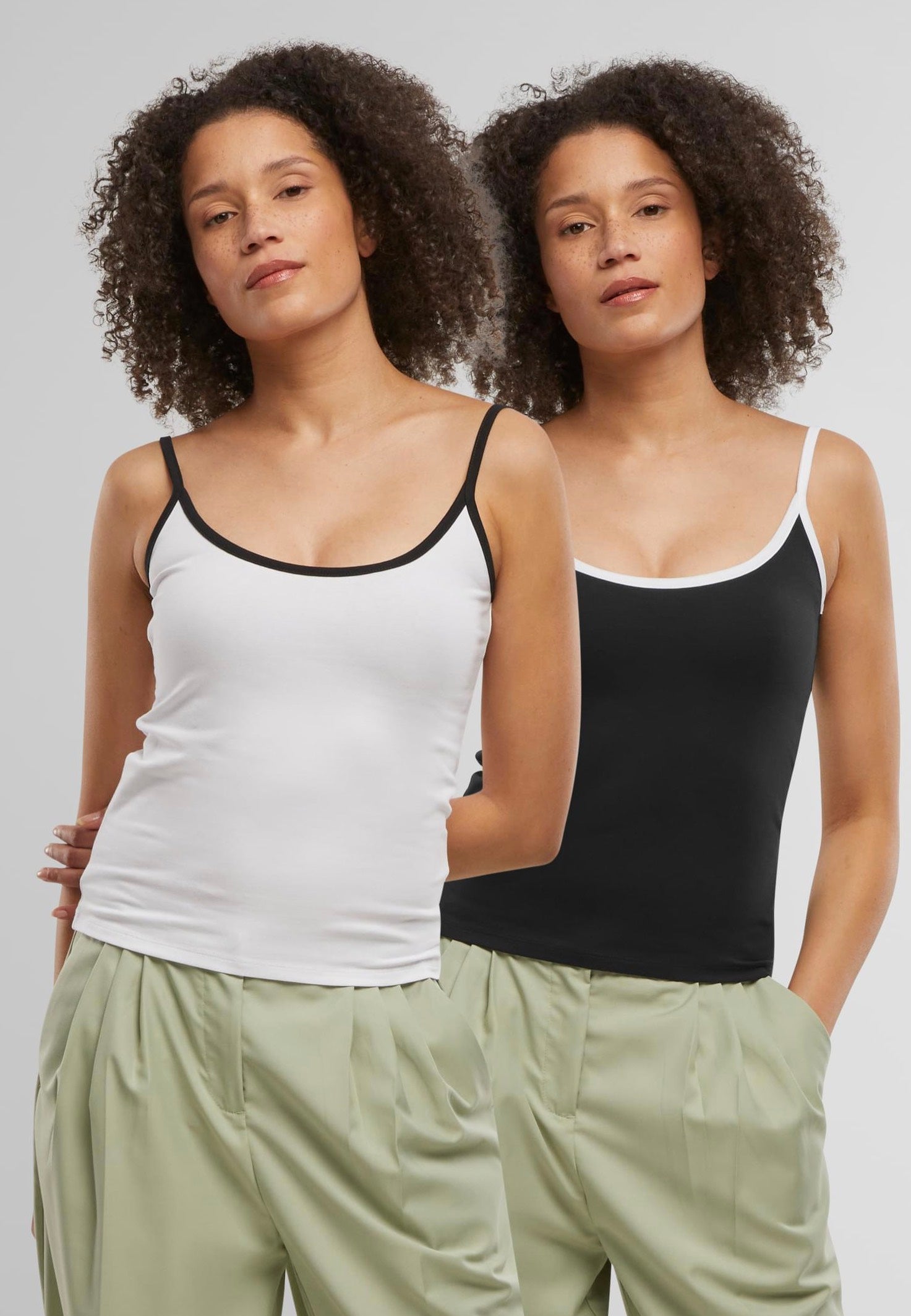 Urban Classics - Ladies Contrast Basic 2-Pack Black/White + White/Black - Top | Women-Image