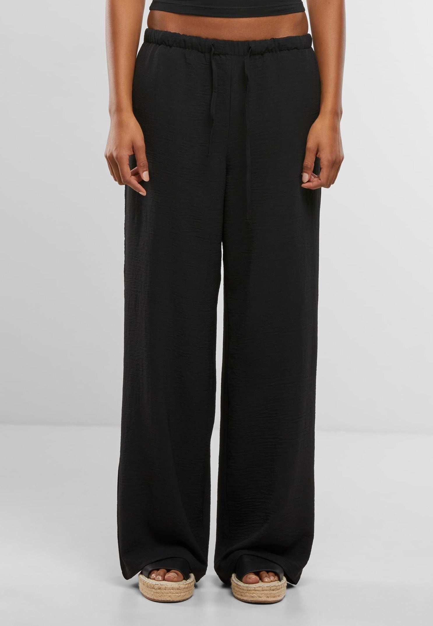 Urban Classics - Ladies Structured Wideleg Black - Pants | Women-Image