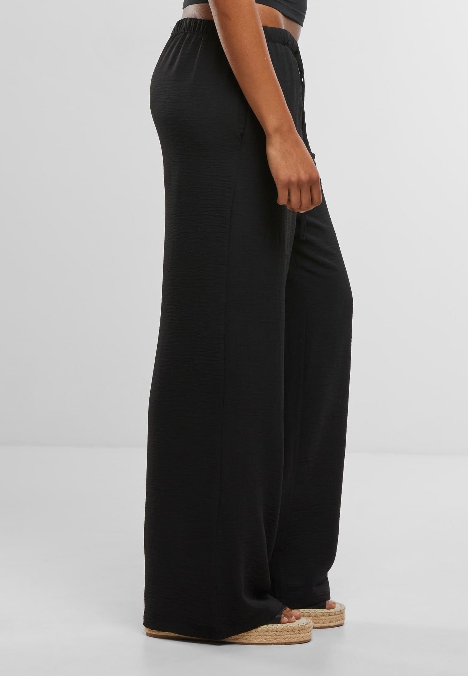 Urban Classics - Ladies Structured Wideleg Black - Pants | Women-Image