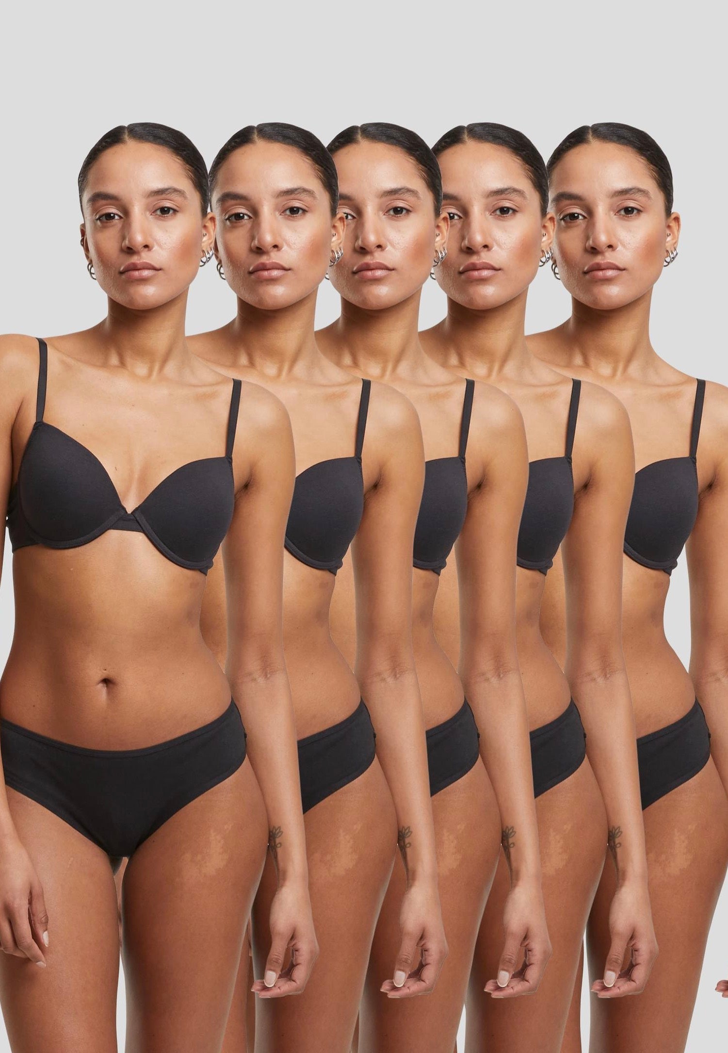 Urban Classics - Ladies Basic Cotton Brazilian Pack Of 5 Black - Panties | Women-Image