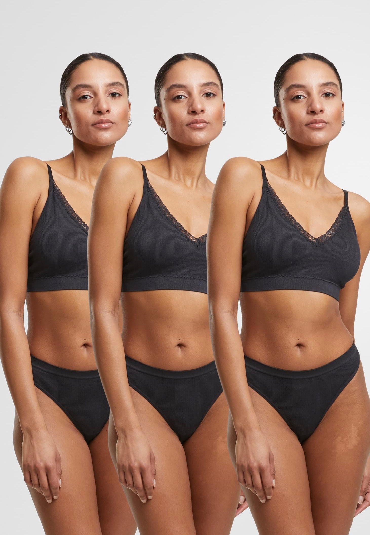 Urban Classics - Ladies Rip Pack Of 3 Black - Tanga | Women-Image