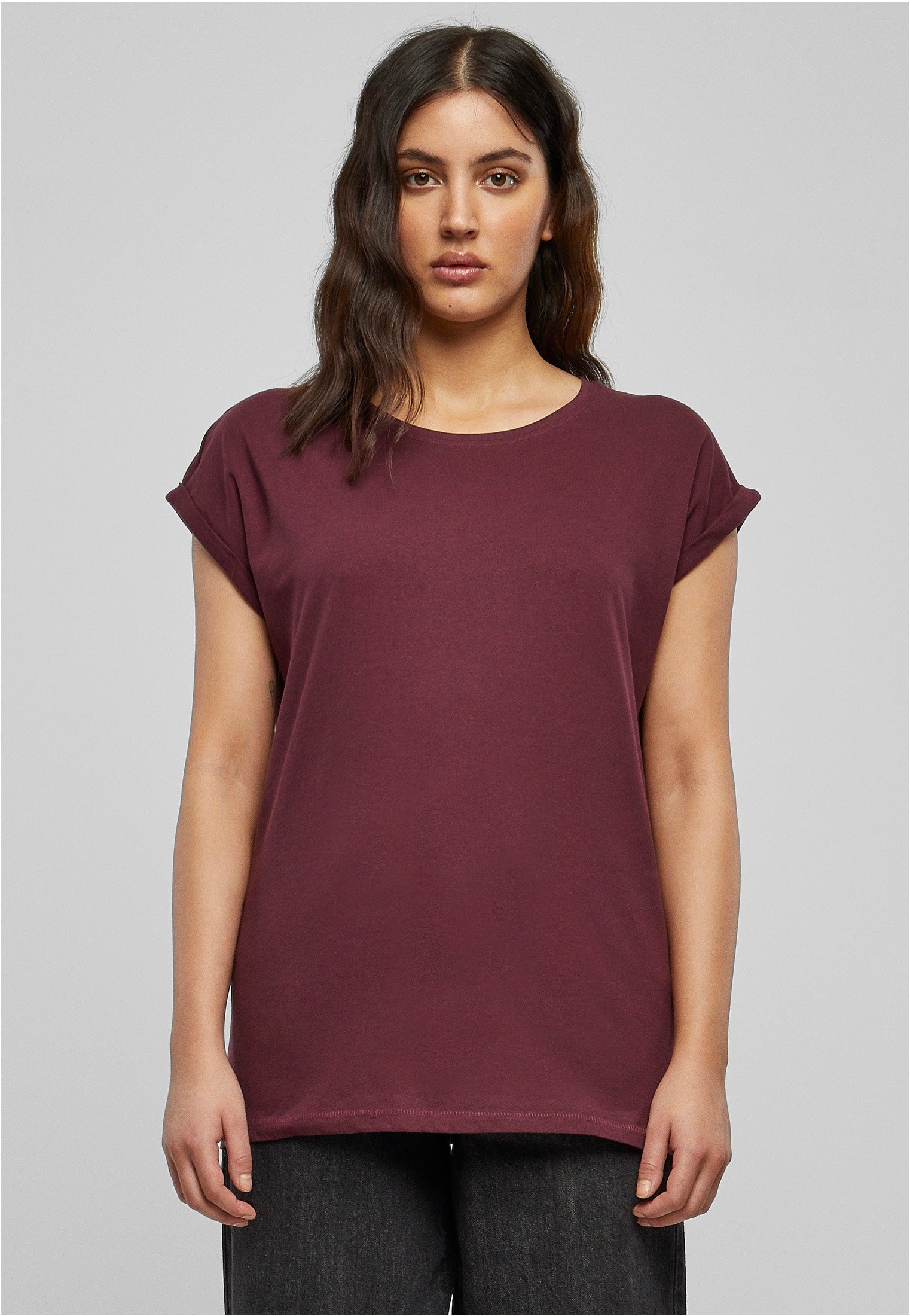 Urban Classics - Ladies Extended Shoulder Redwine - T-Shirt | Women-Image