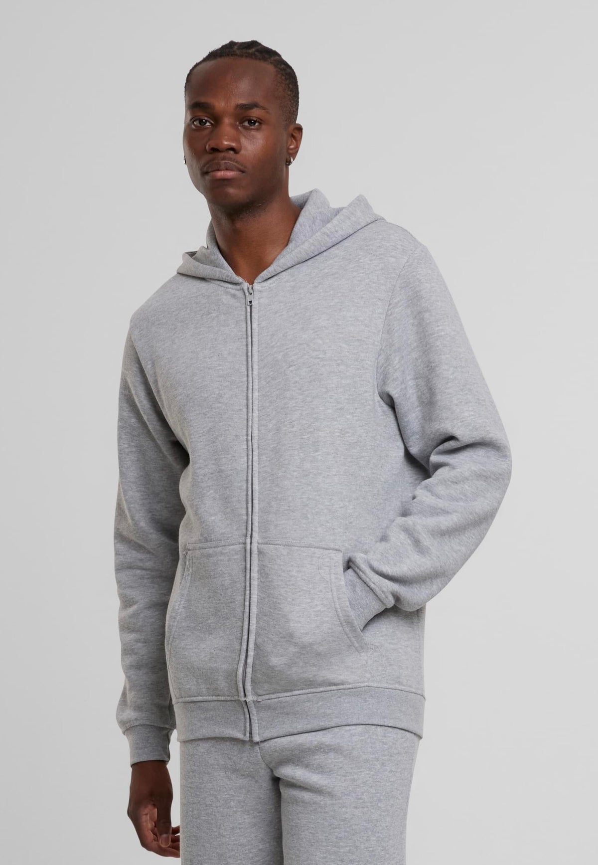 Urban Classics Basic Essential Heathergrey Felpa con zip | Men-Image