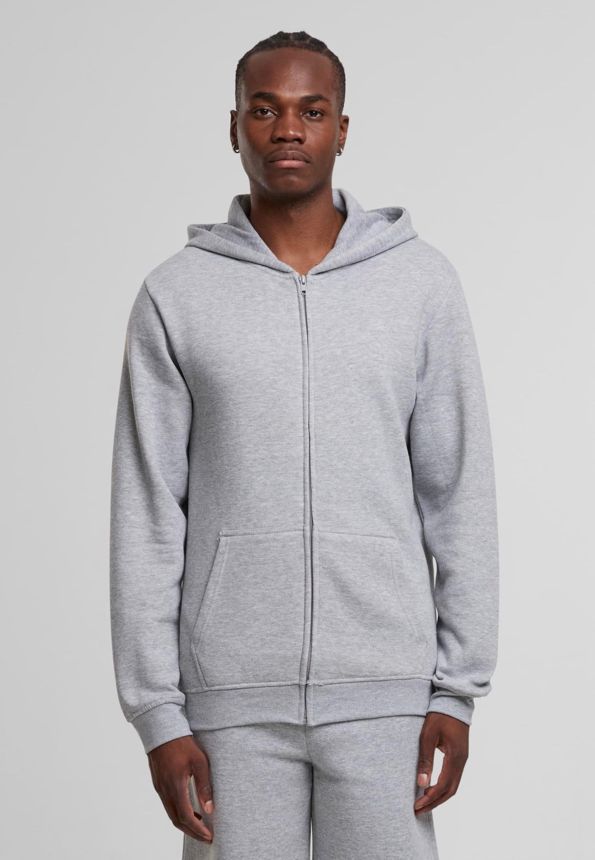 Urban Classics Basic Essential Heathergrey Felpa con zip | Men-Image