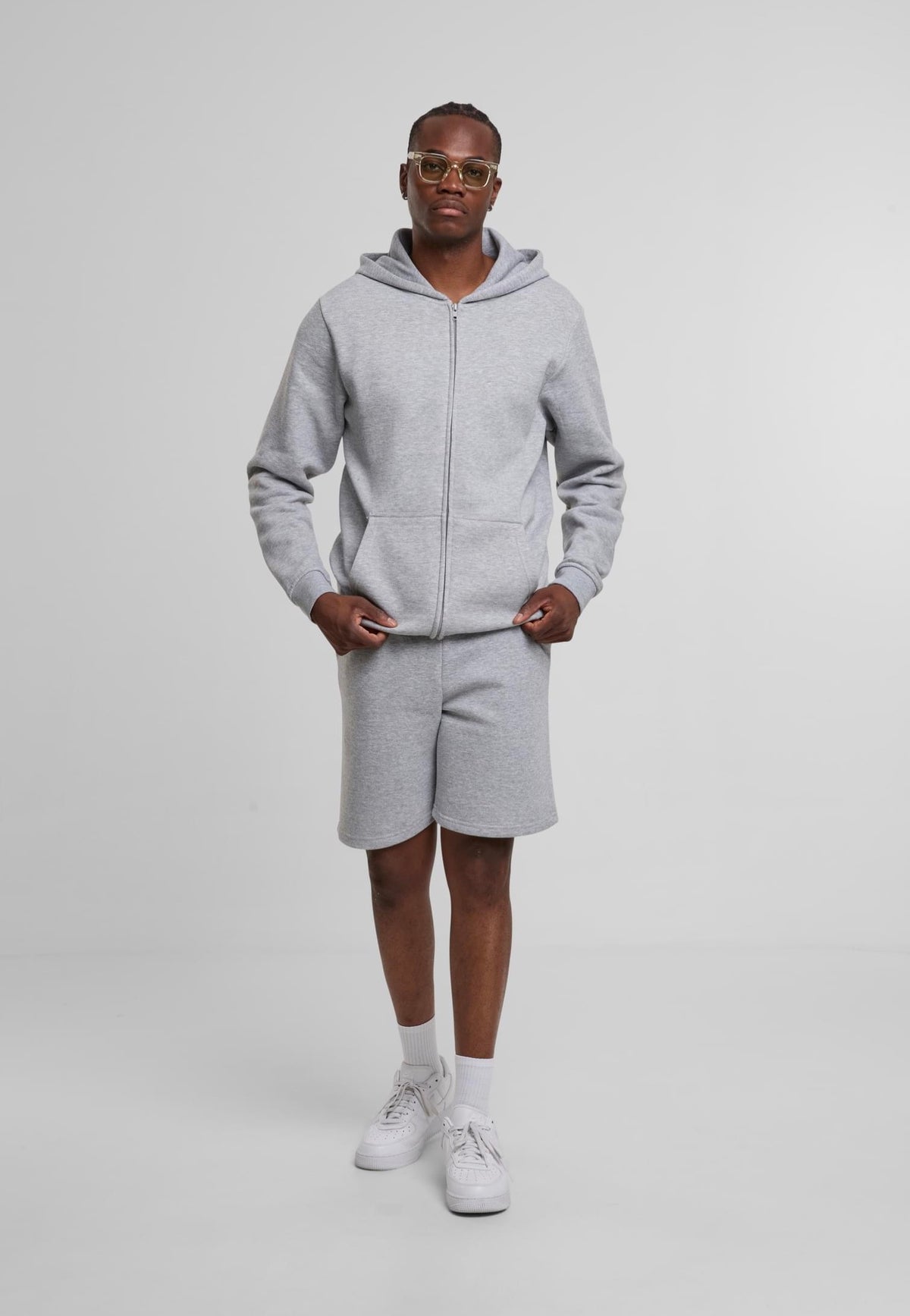 Urban Classics Basic Essential Heathergrey Felpa con zip | Men-Image
