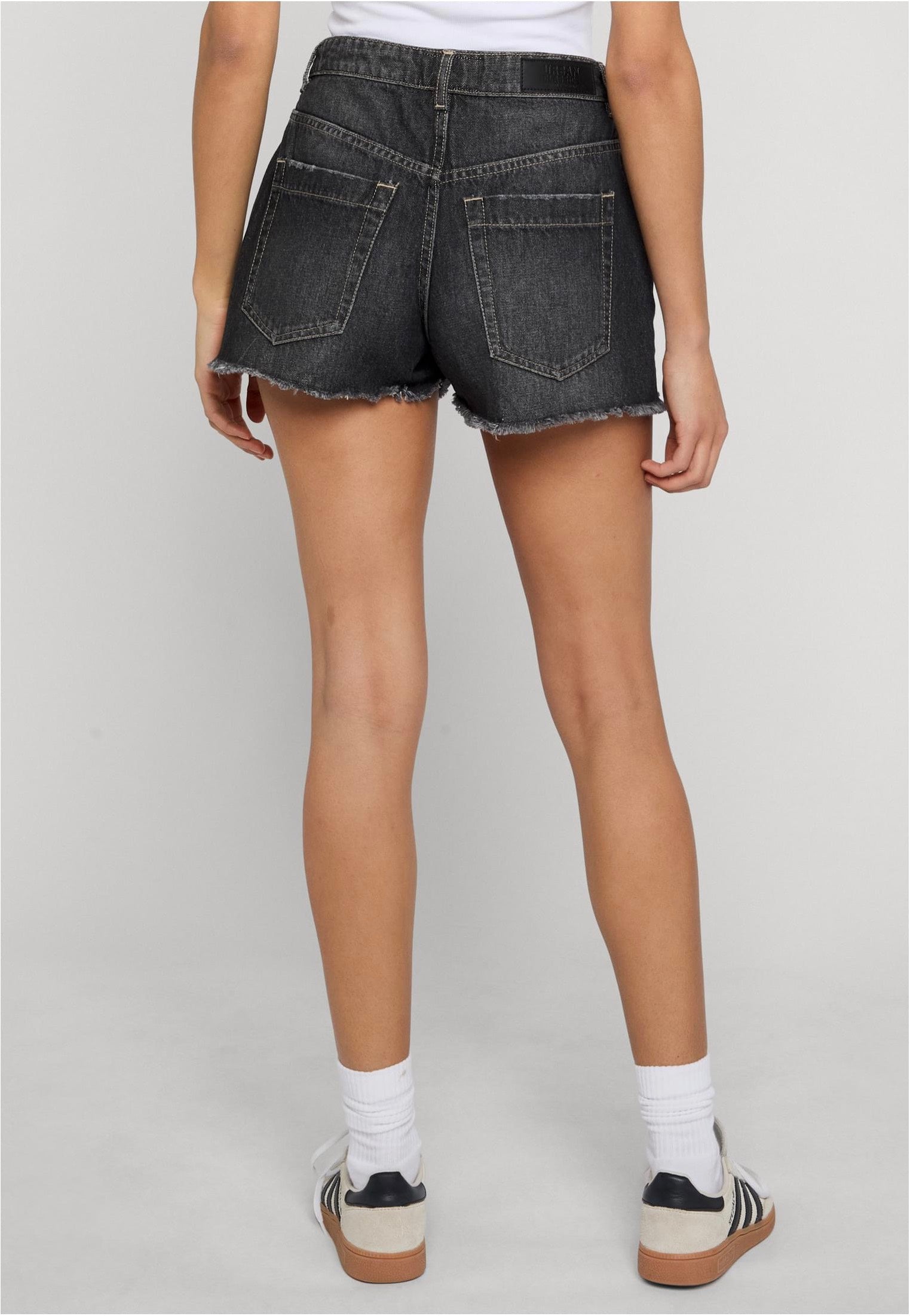 Urban Classics - Ladies Destroyed Denim Black Washed - Shorts | Women-Image