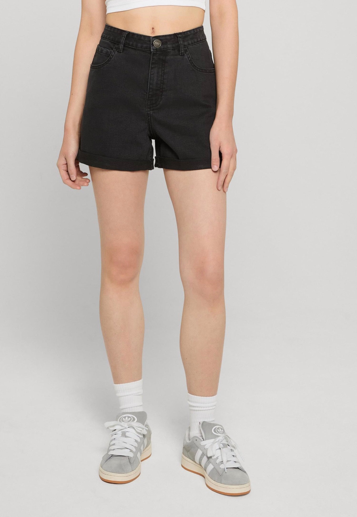 Urban Classics - Ladies High Waist Denim Black Washed - Shorts | Women-Image
