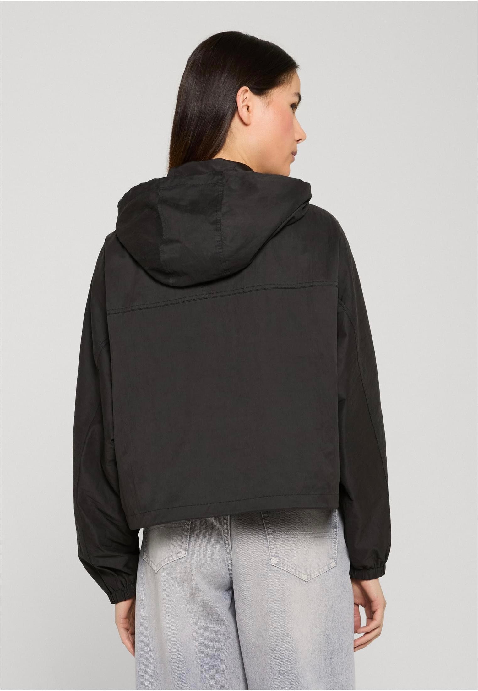 Urban Classics Ladies Oversized Hooded Black Giacca | Women-Image