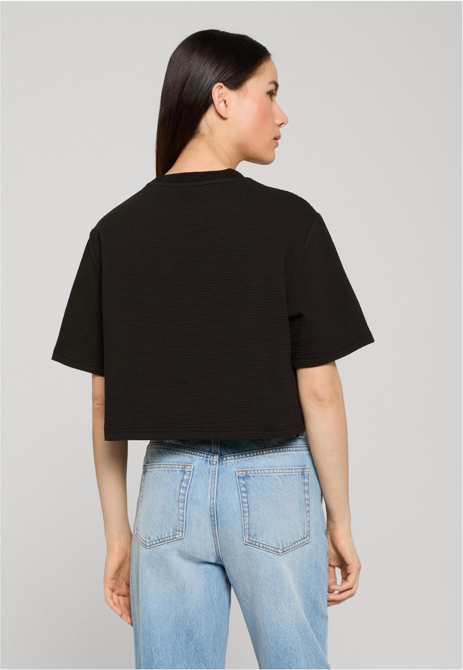 Urban Classics - Ladies Structured Jersey Cropped Black - Top | Women-Image