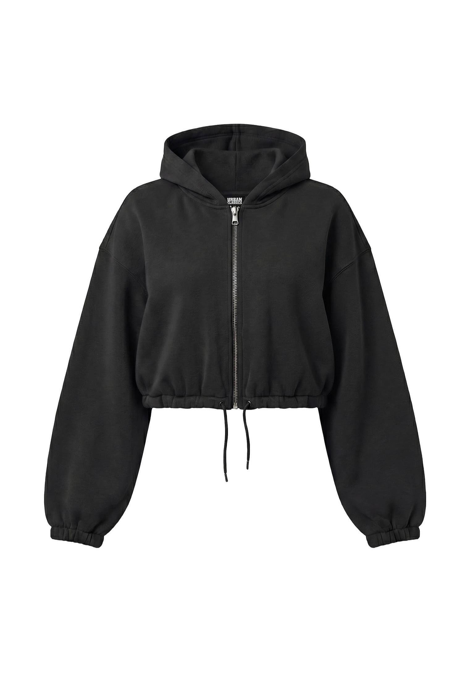 Urban Classics Ladies Fluffy Cropped Black Chaqueta con cremallera | Women-Image