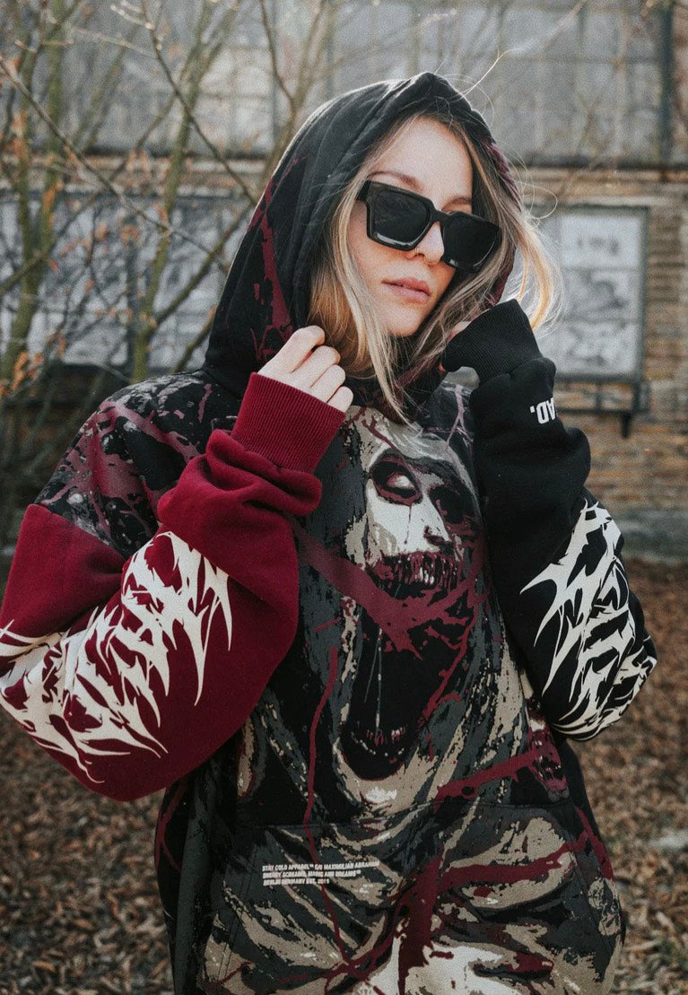 Stay Cold Apparel Tears Of God Heavy Oversized Black/Red - Hoodie