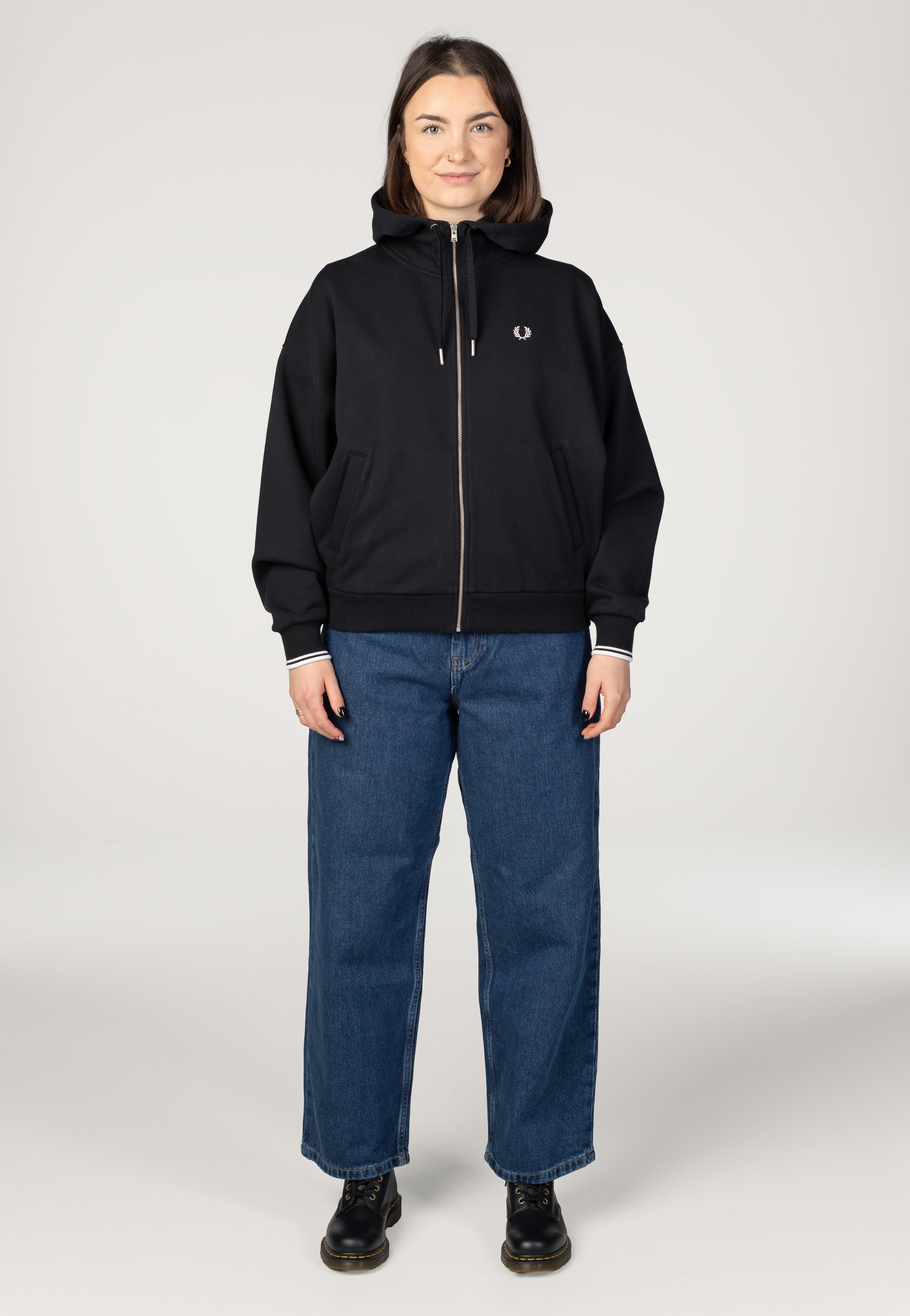 Fred Perry - Tipped Hooded Black - Zipper | Women-Image