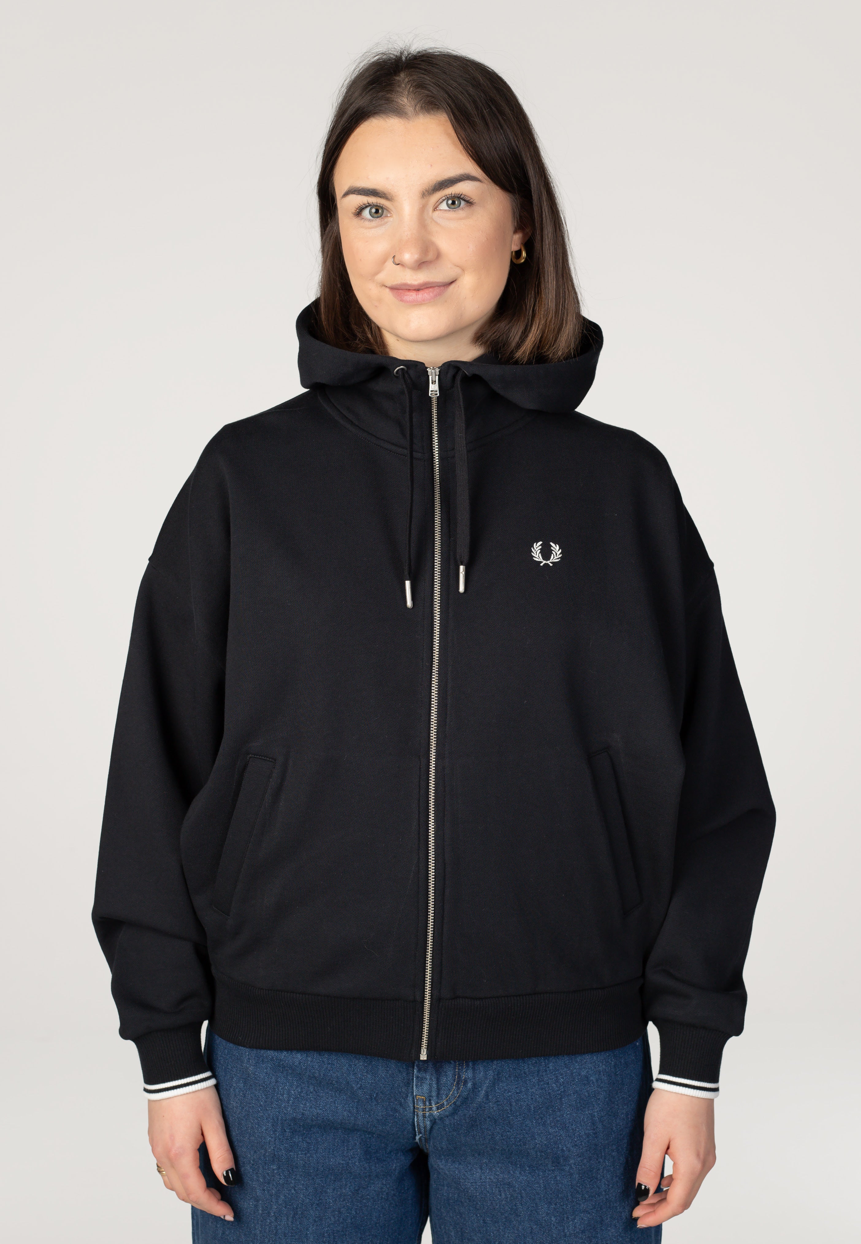 Fred Perry - Tipped Hooded Black - Zipper | Women-Image