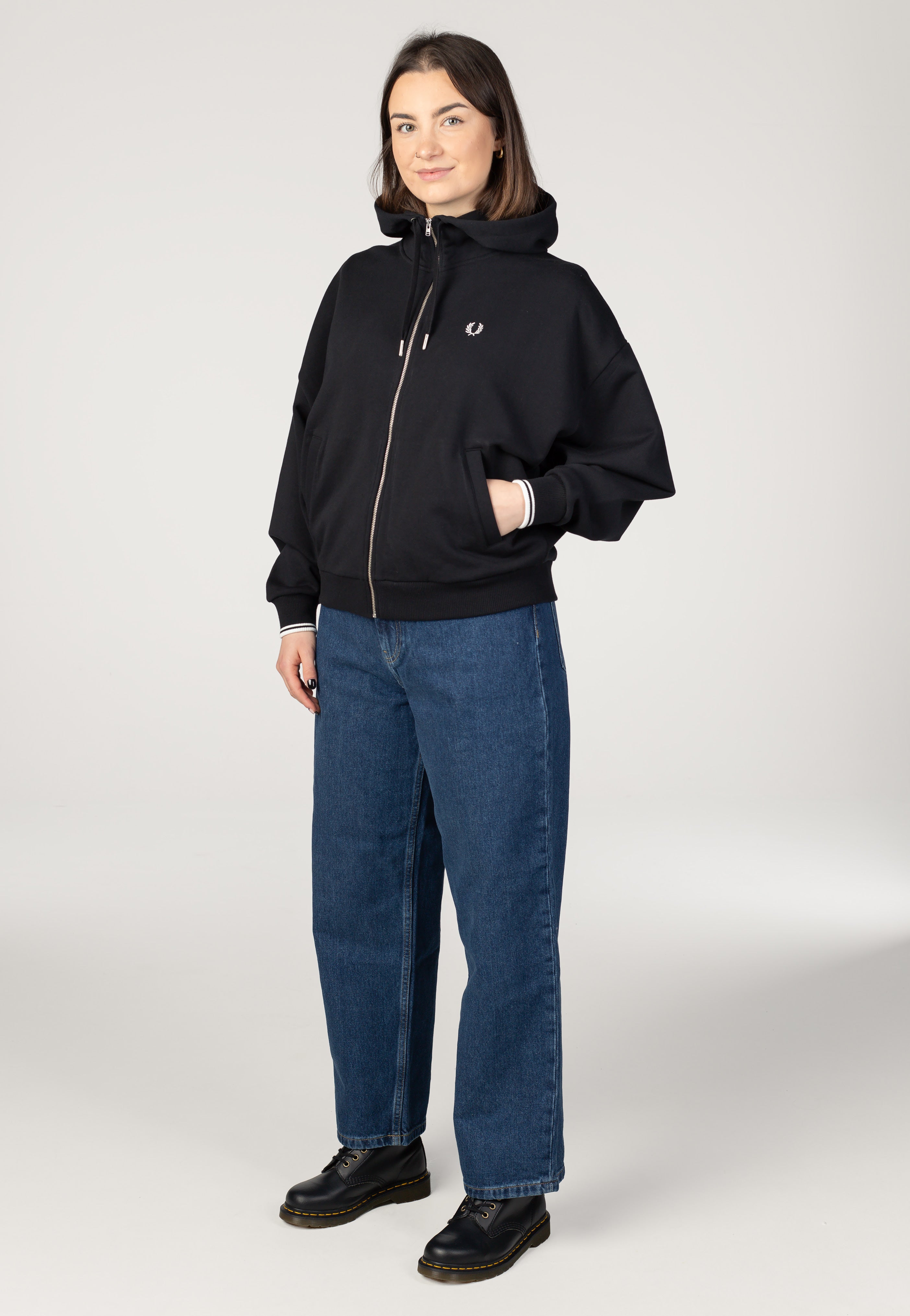 Fred Perry - Tipped Hooded Black - Zipper | Women-Image