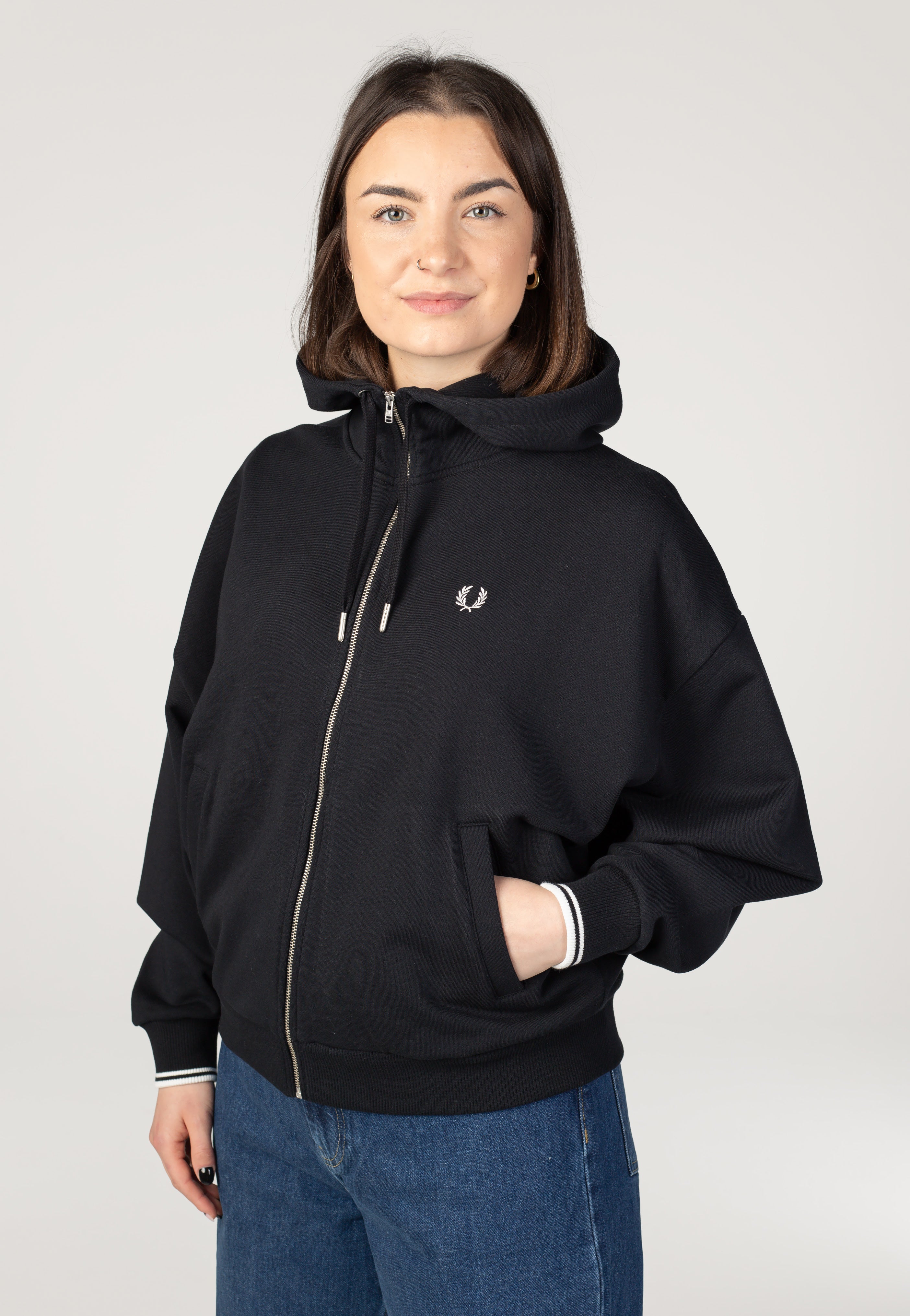 Fred Perry - Tipped Hooded Black - Zipper | Women-Image