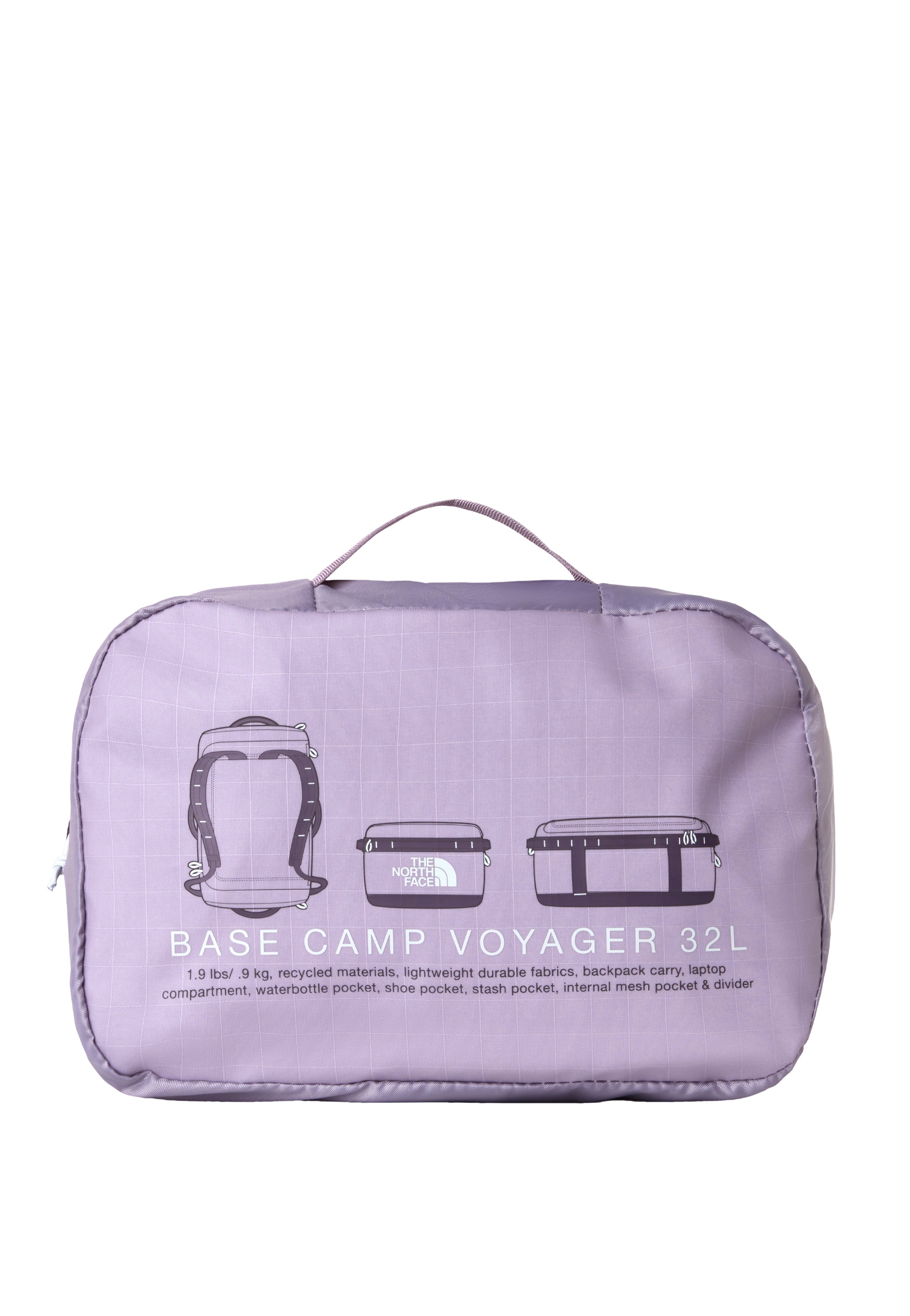 The North Face Base Camp Voyager Duffel--32L: Transcendent Grey/Endless Dusk